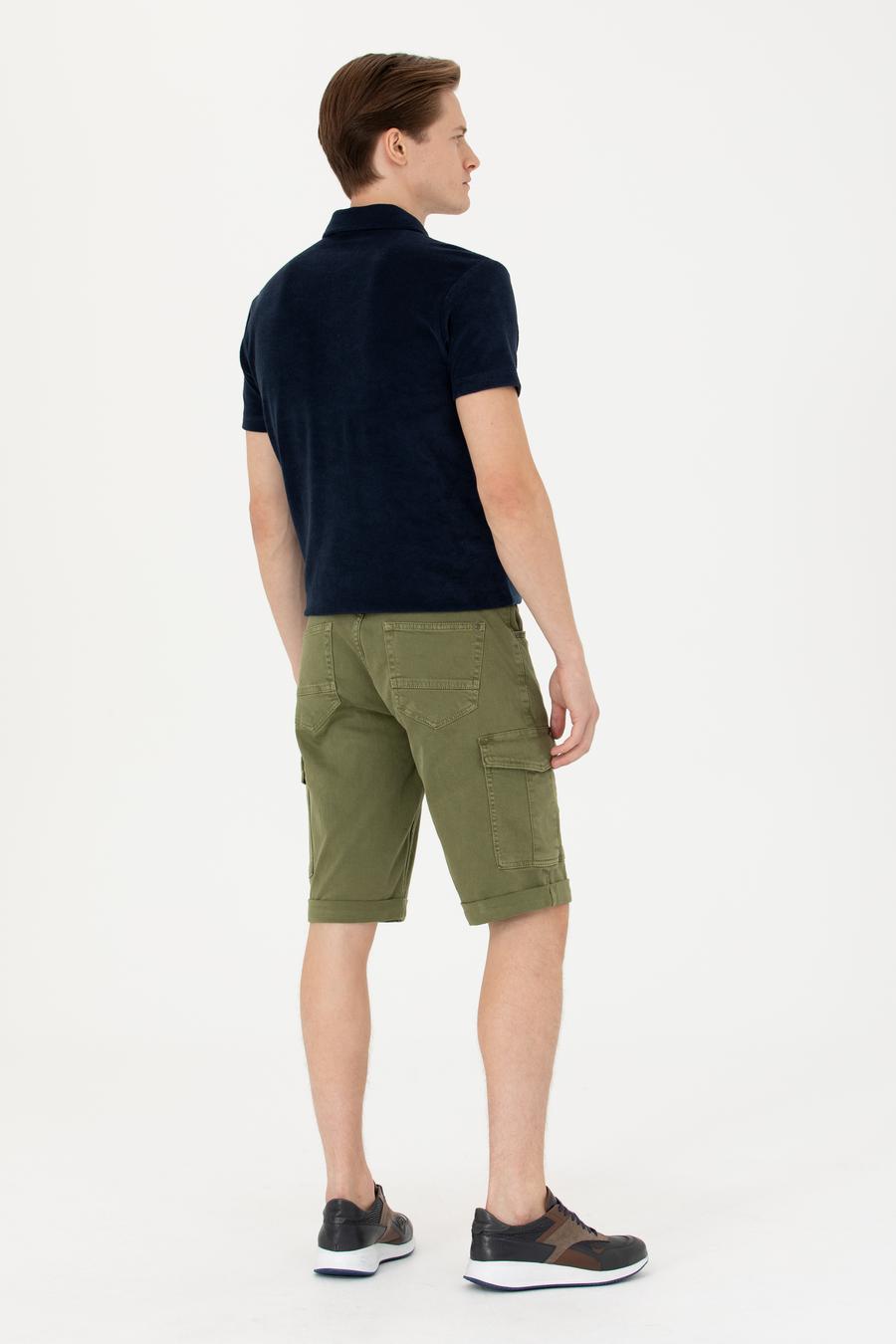 Haki Slim Fit Jean Bermuda Şort - 50269605036