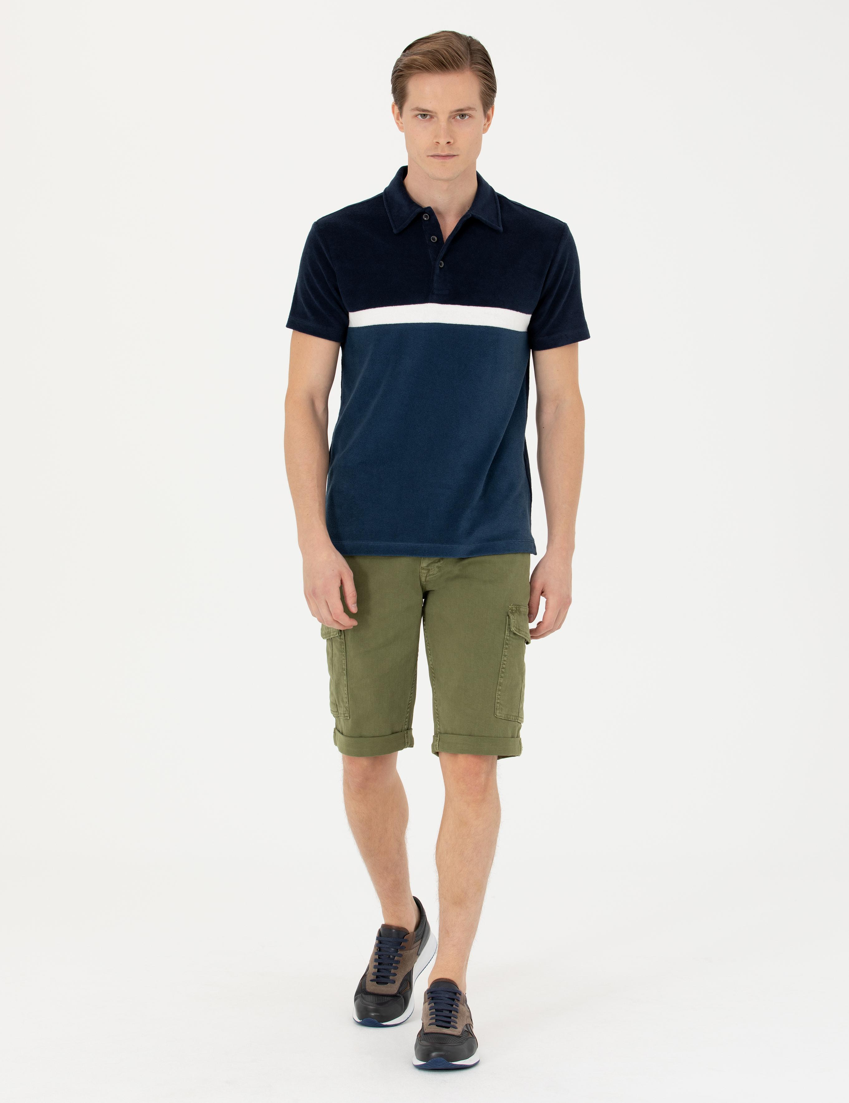 Haki Slim Fit Jean Bermuda Şort - 50269605036