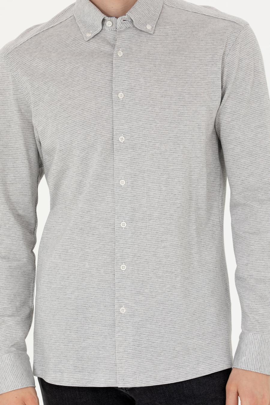 Gri Slim Fit Uzun Kollu Gömlek - 50255655024