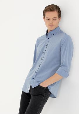 İndigo Slim Fit Uzun Kollu Gömlek
