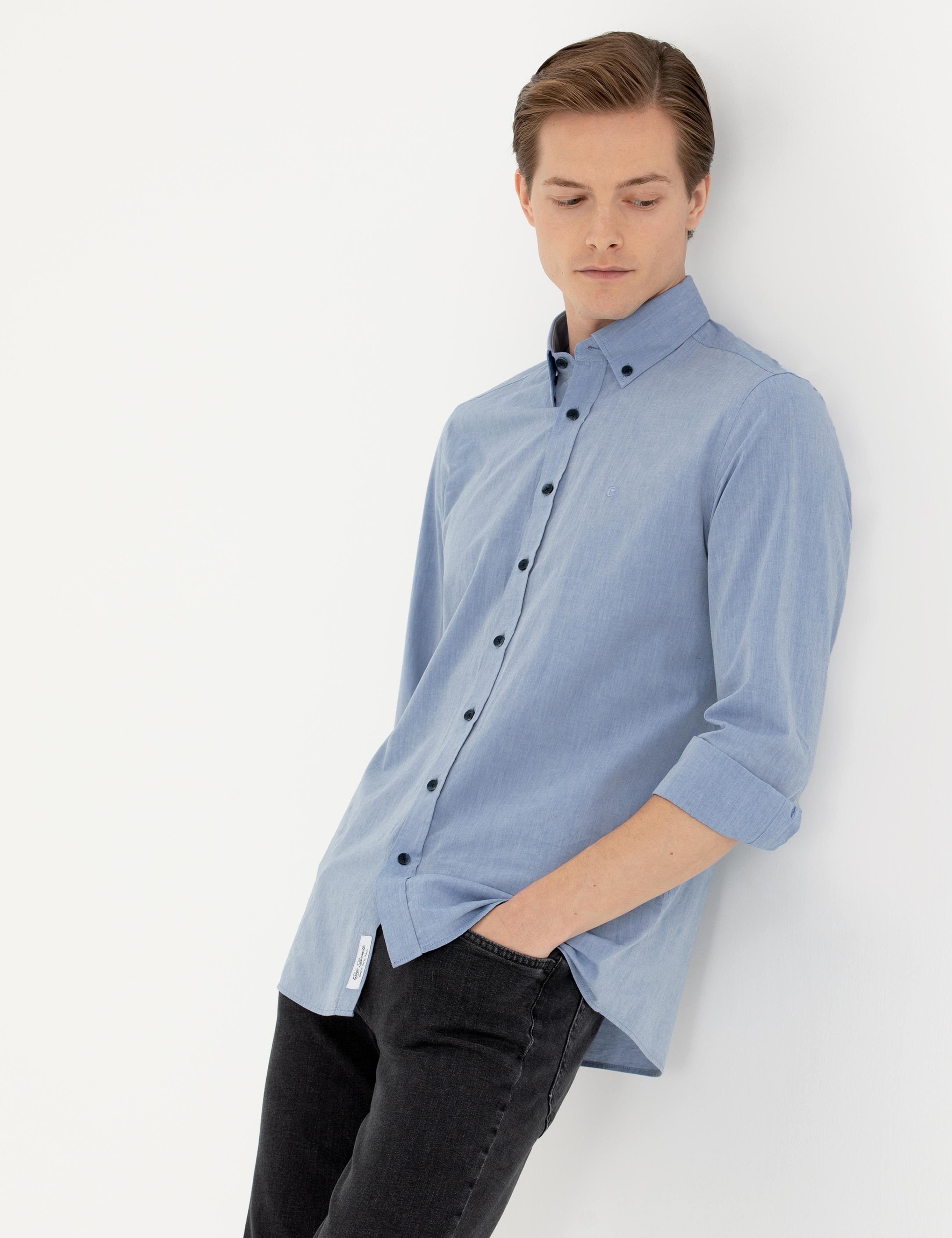 İndigo Slim Fit Uzun Kollu Gömlek - 50265476121