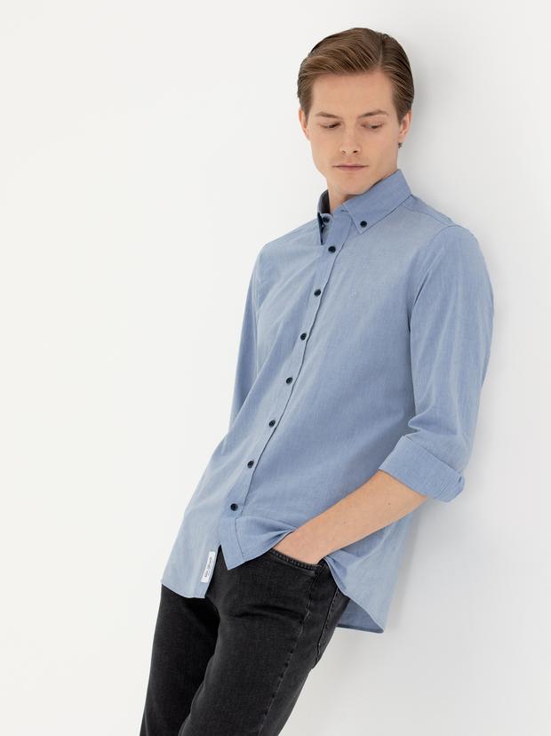 İndigo Slim Fit Uzun Kollu Gömlek