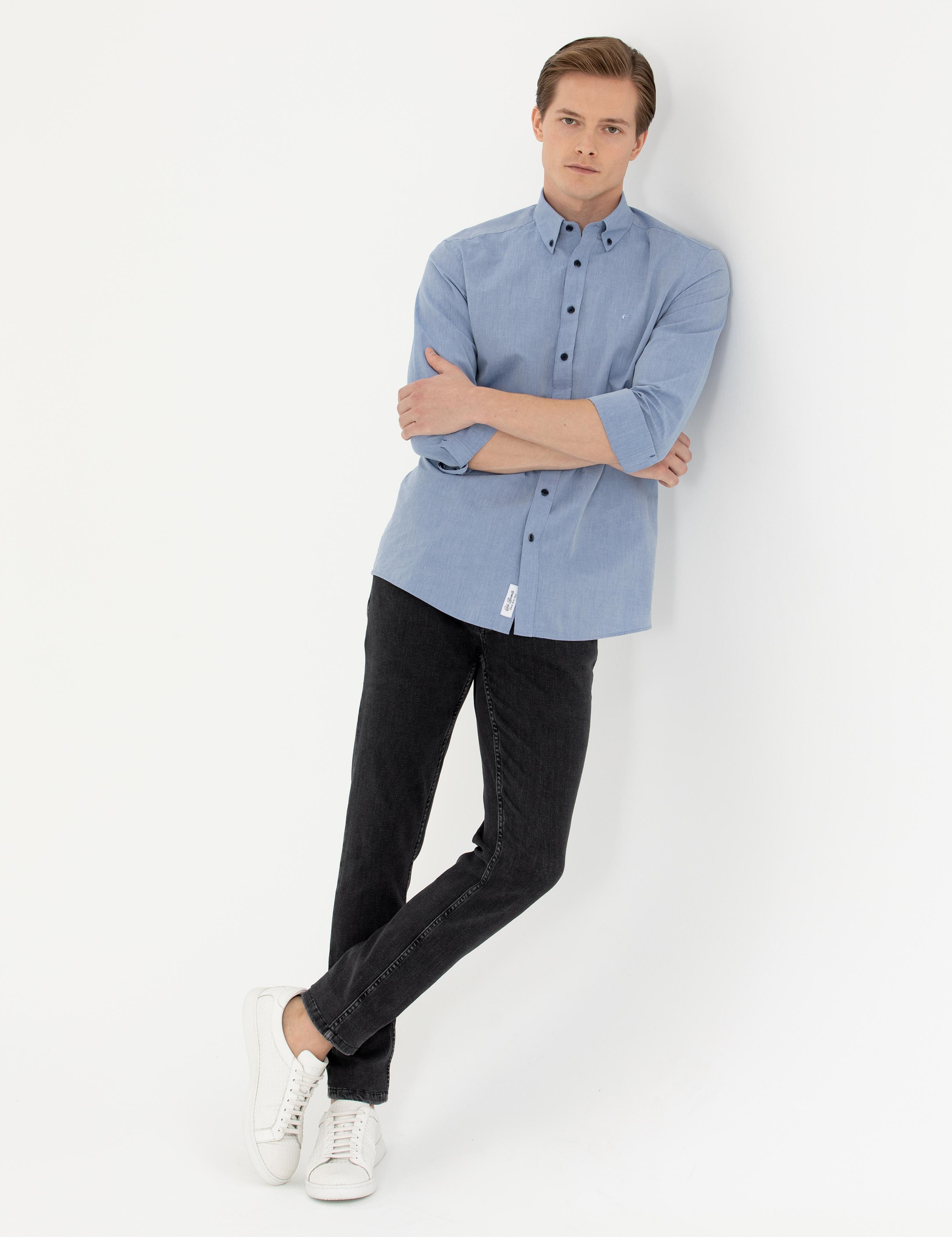 İndigo Slim Fit Uzun Kollu Gömlek - 50265476121