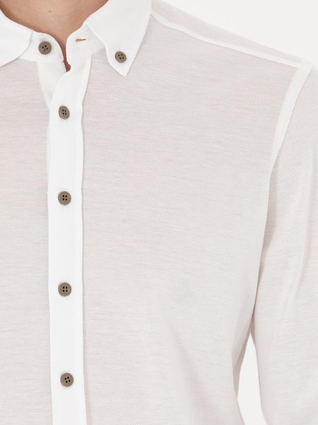 Beyaz Slim Fit Uzun Kollu Gömlek