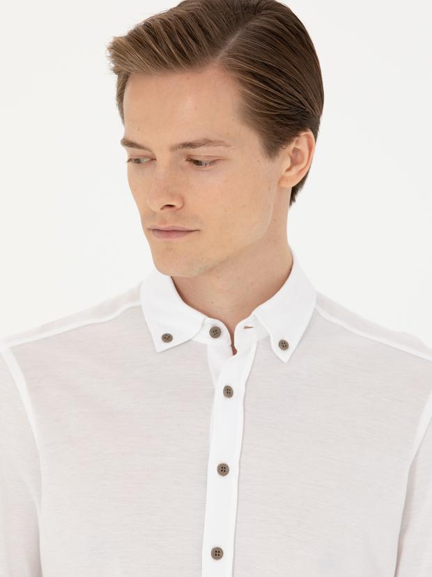 Beyaz Slim Fit Uzun Kollu Gömlek