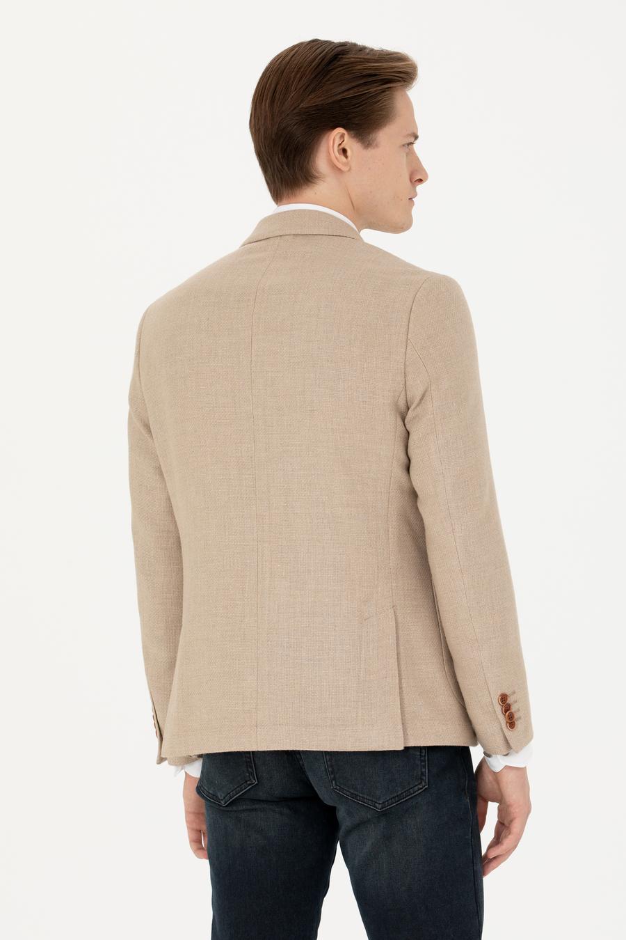 Bej Slim Fit Yün Karışımlı Spor Ceket - 50270156120