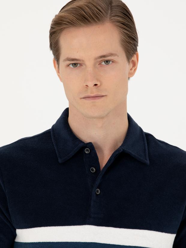 Lacivert Slim Fit Polo Yaka T-shirt