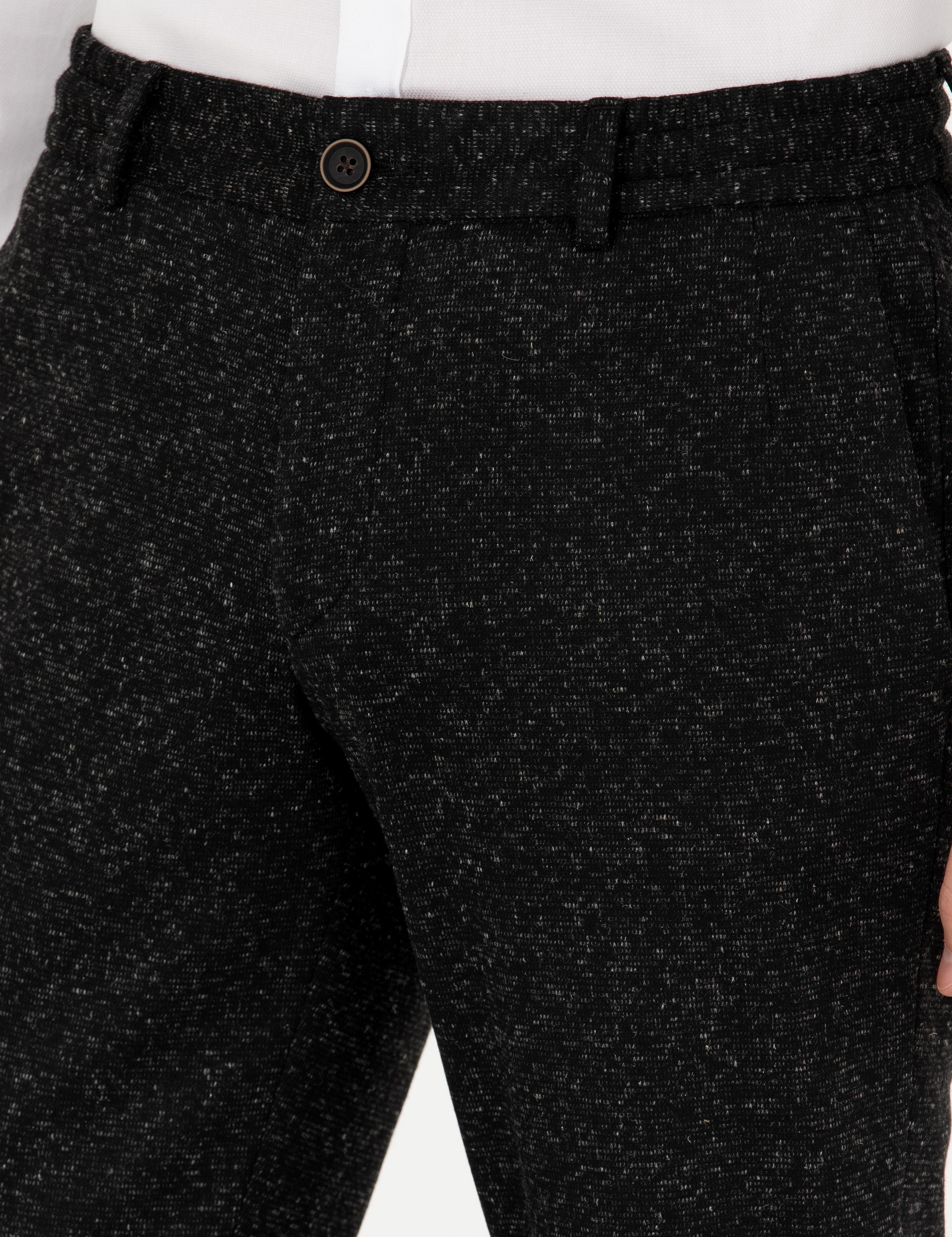 Siyah Slim Fit Flanel Yün Karışımlı Kumaş Pantolon - 50273665014