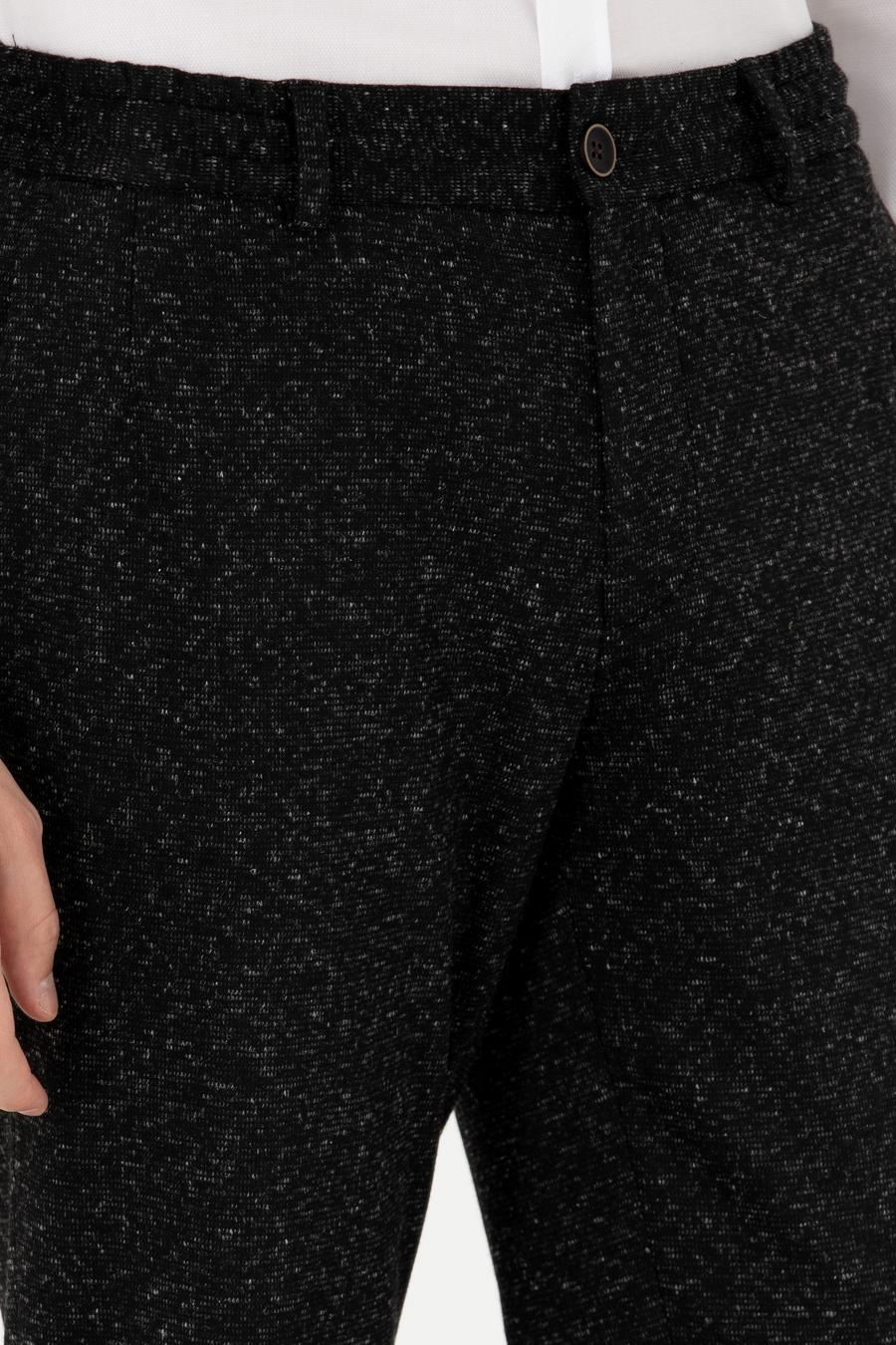 Siyah Slim Fit Flanel Yün Karışımlı Kumaş Pantolon - 50273665014