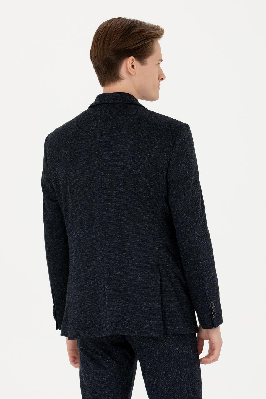 Lacivert Slim Fit Yün Karışımlı Klasik Ceket - 50273666014