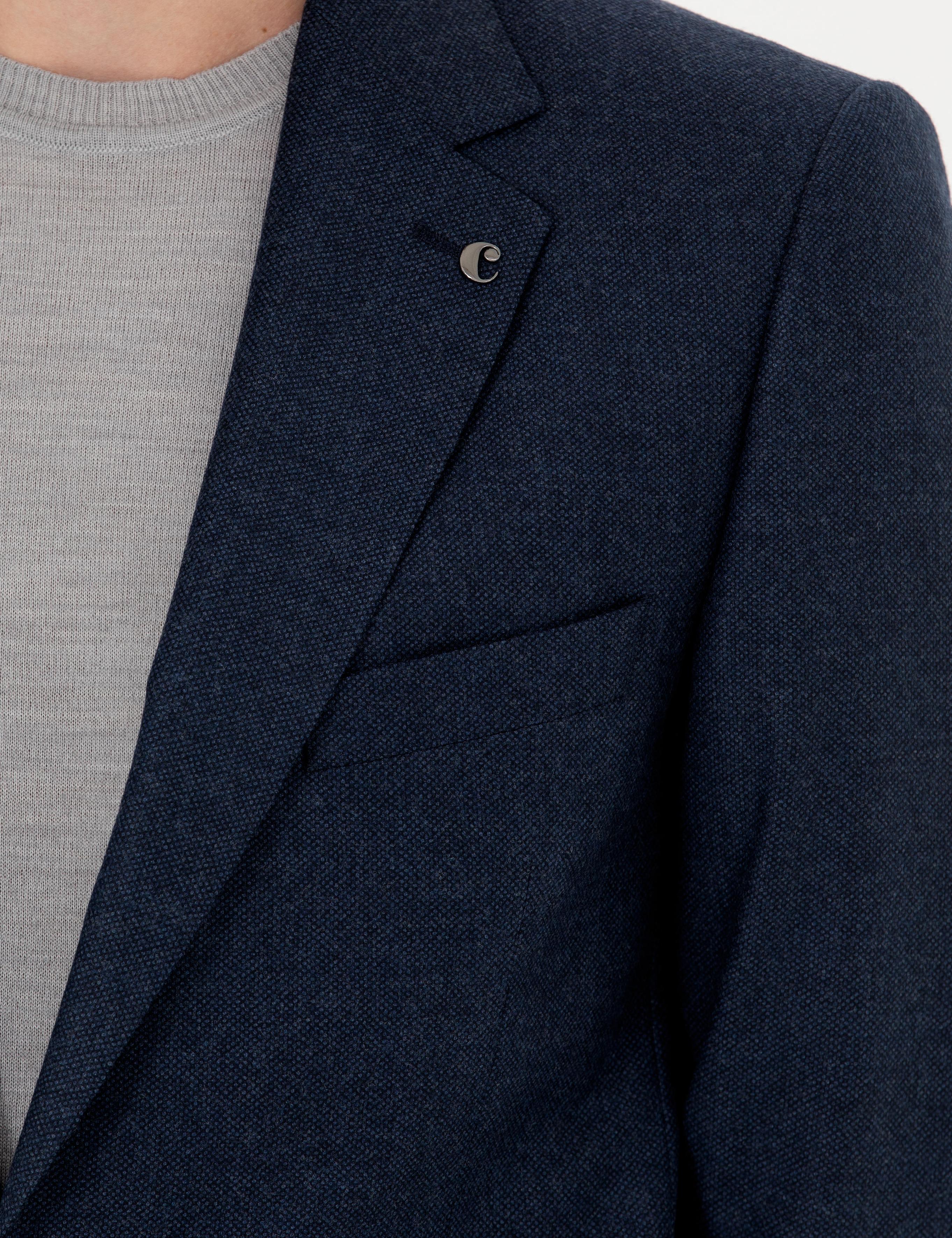 Lacivert Slim Fit %100 Yün Mikro Desenli Takım Elbise - 50277977026