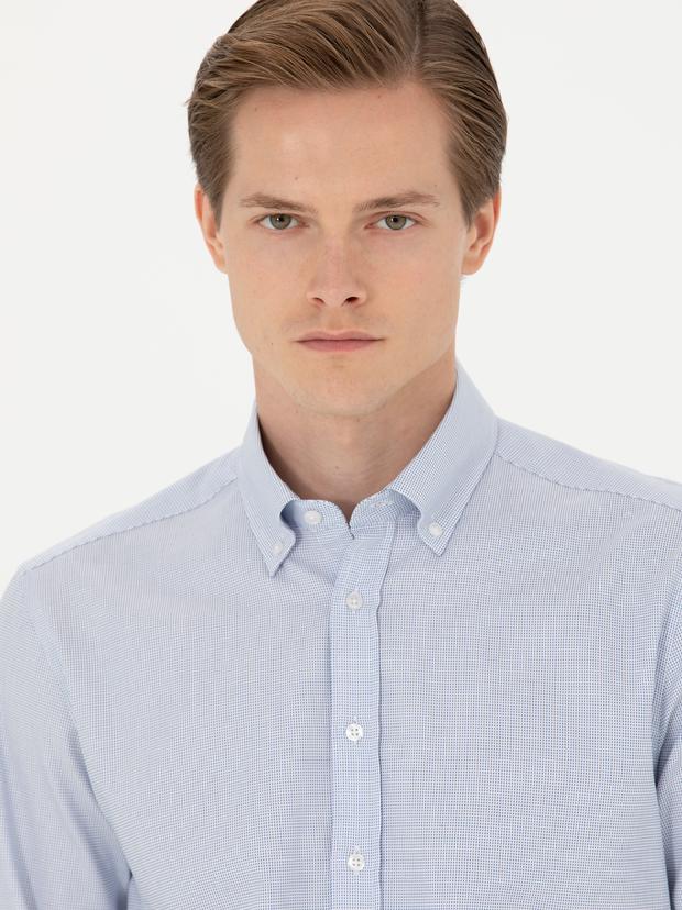 Açık Mavi Slim Fit Uzun Kollu Gömlek