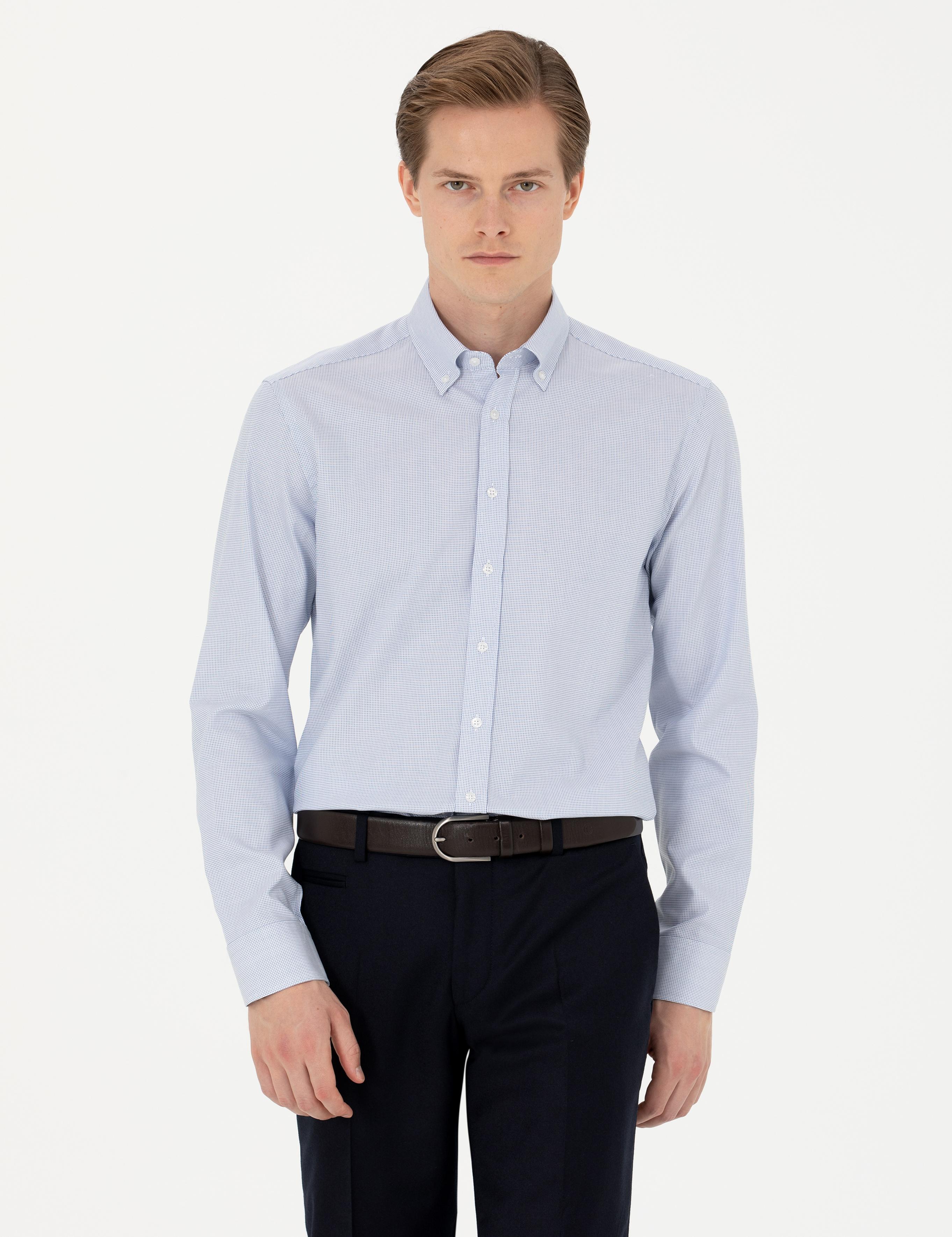 Açık Mavi Slim Fit Uzun Kollu Gömlek - 50278521006