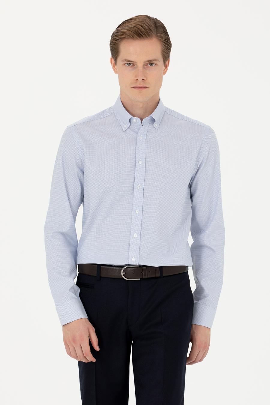 Açık Mavi Slim Fit Uzun Kollu Gömlek - 50278521006