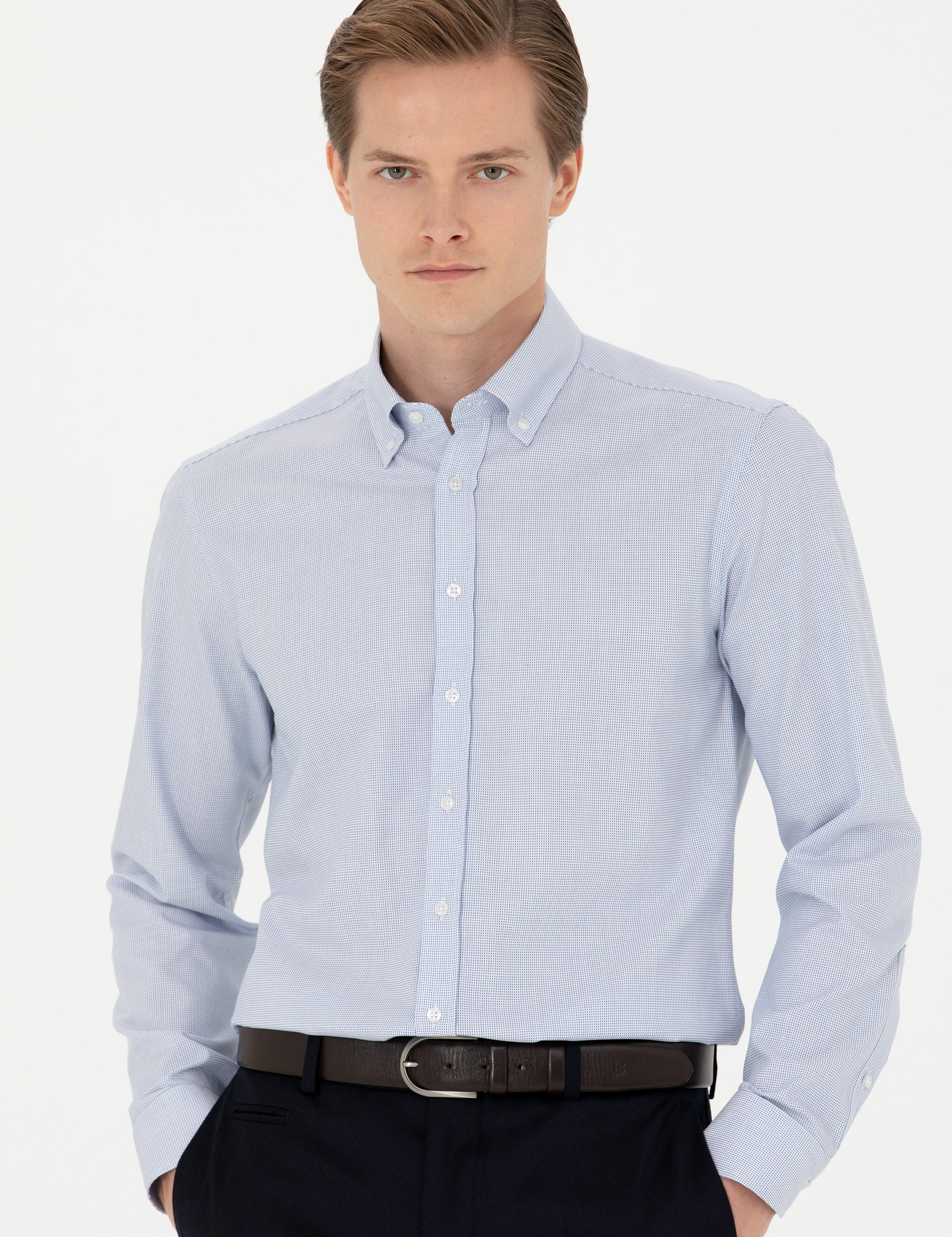 Açık Mavi Slim Fit Uzun Kollu Gömlek - 50278521006