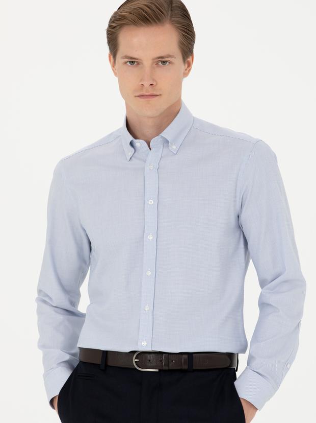 Açık Mavi Slim Fit Uzun Kollu Gömlek