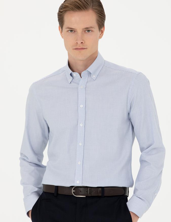 Açık Mavi Slim Fit Uzun Kollu Gömlek