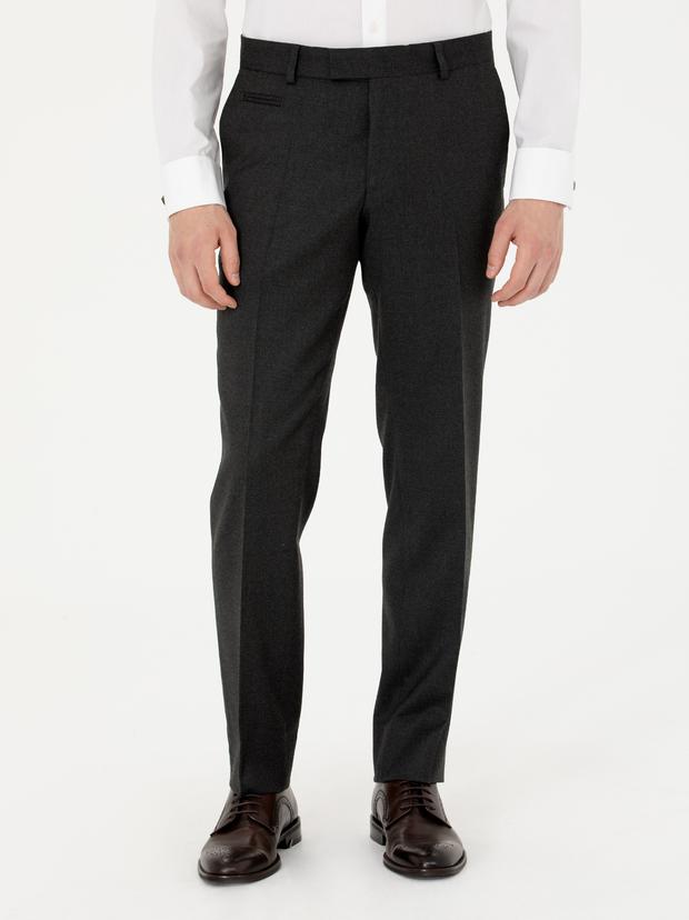 Yeşil Slim Fit Yün Karışımlı Kumaş Pantolon