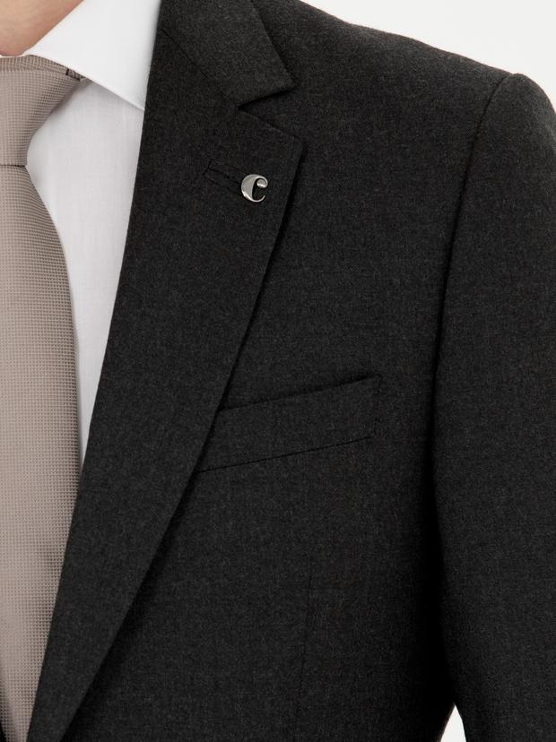 Yeşil Slim Fit Yün Karışımlı Klasik Ceket