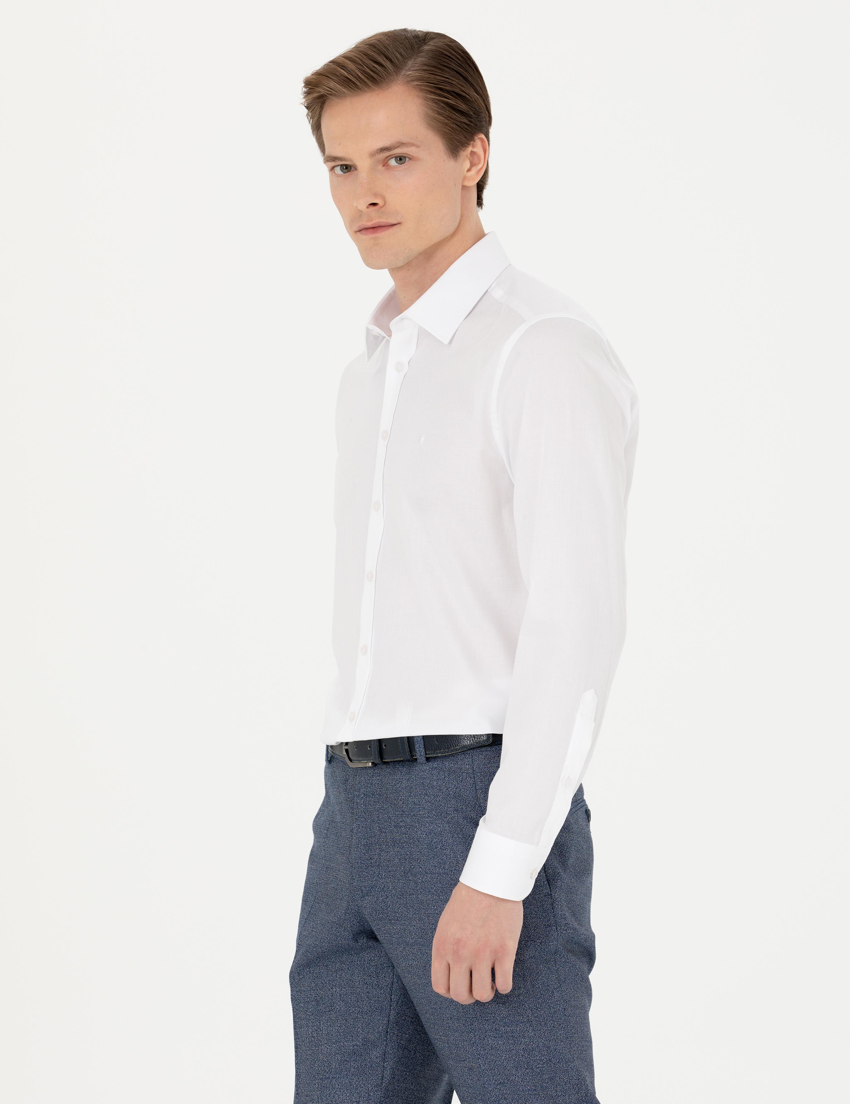 Beyaz Slim Fit Uzun Kollu Gömlek - 50273445022