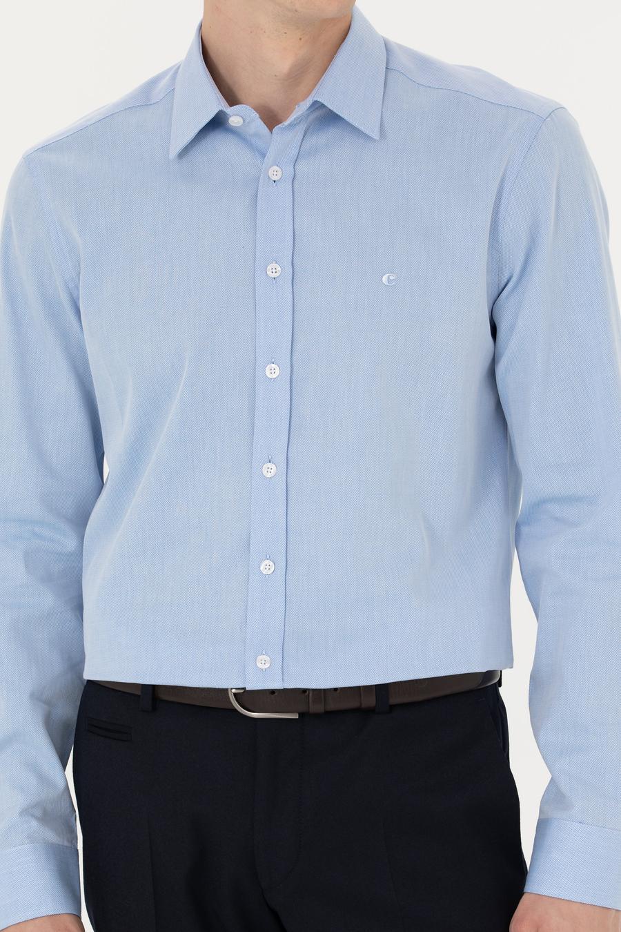 Açık Mavi Slim Fit Uzun Kollu Klasik Gömlek - 50273445031