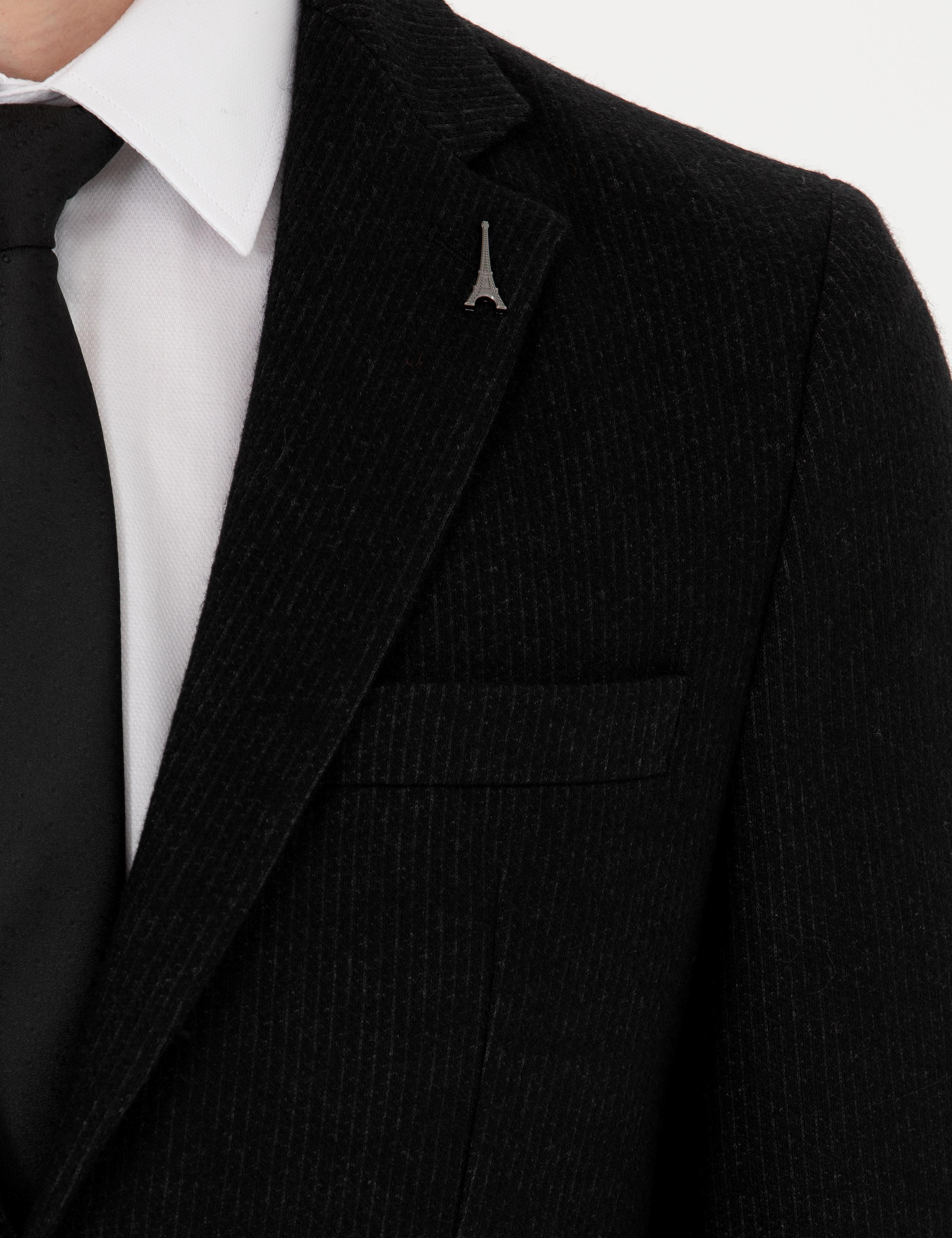 Siyah Slim Fit Yün Karışımlı Klasik Ceket - 50272714089