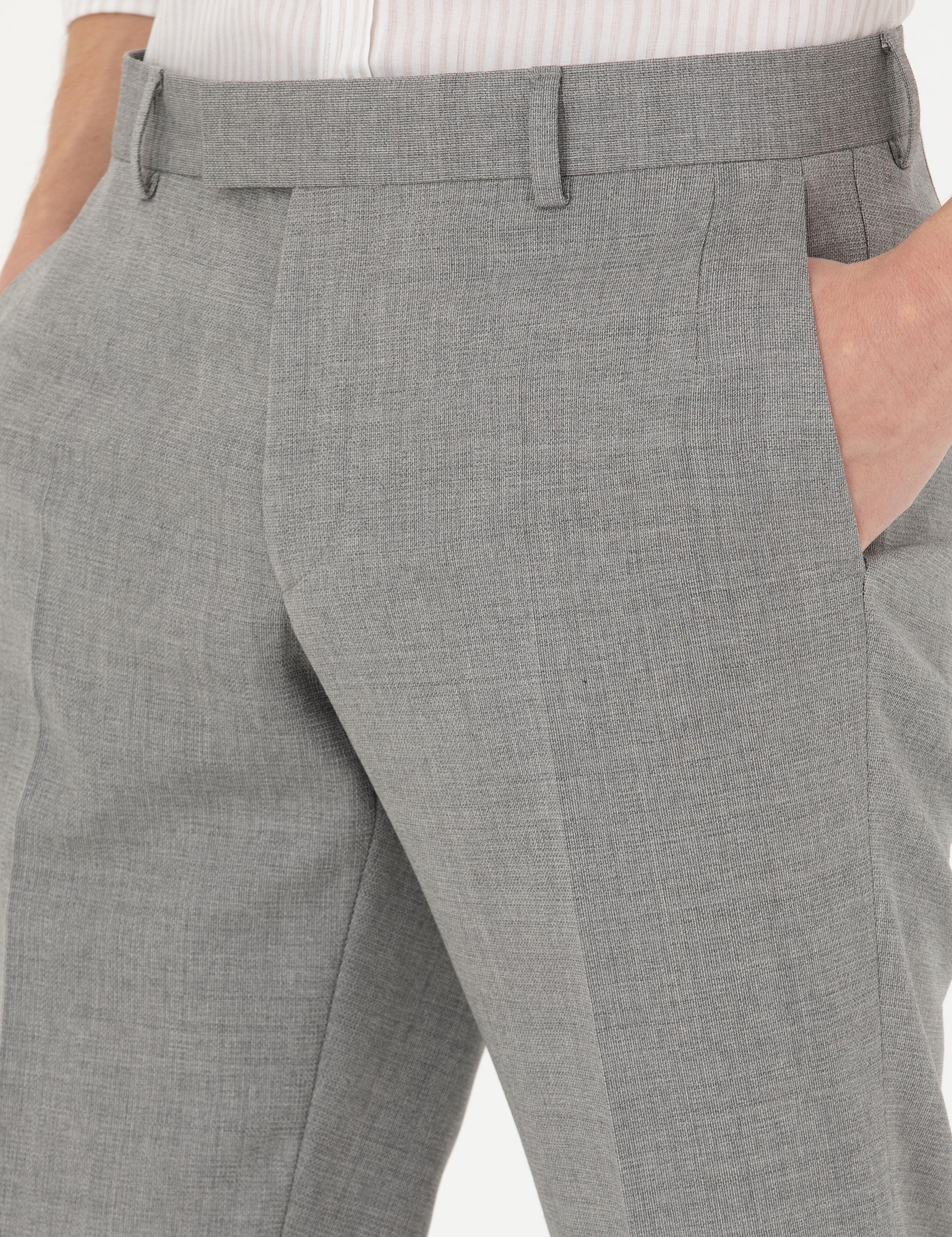 Gri Slim Fit %100 Yün Kumaş Pantolon - 50270148002