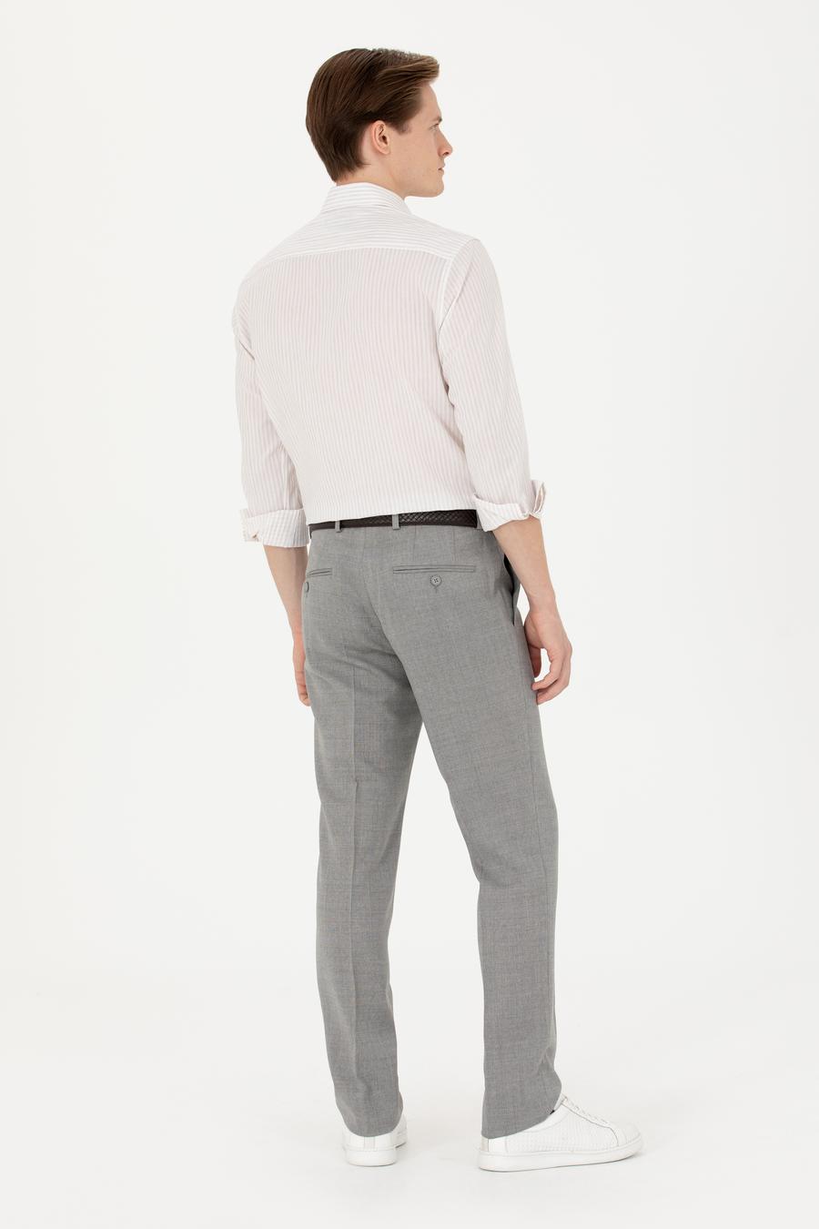 Gri Slim Fit %100 Yün Kumaş Pantolon - 50270148002