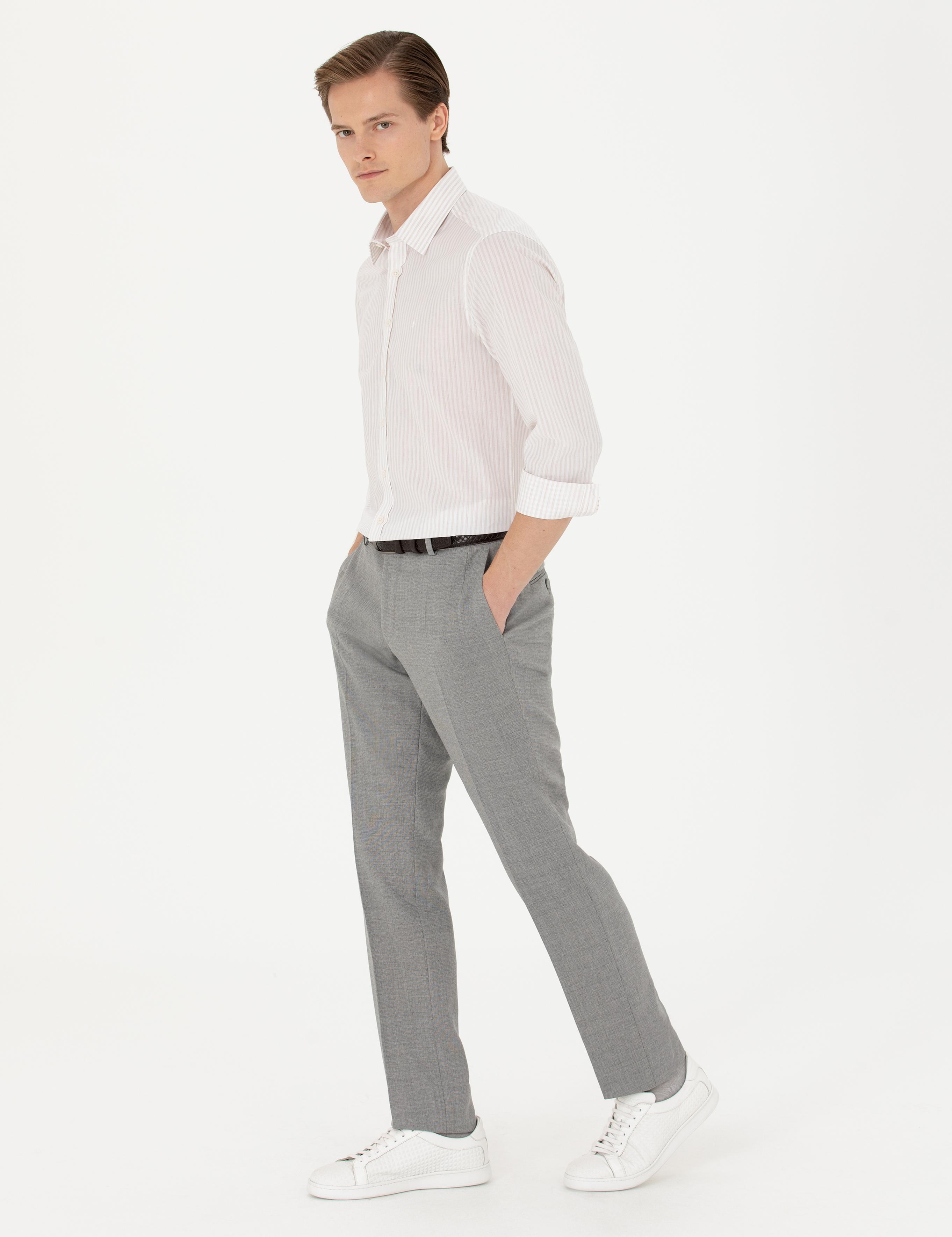 Gri Slim Fit %100 Yün Kumaş Pantolon - 50270148002