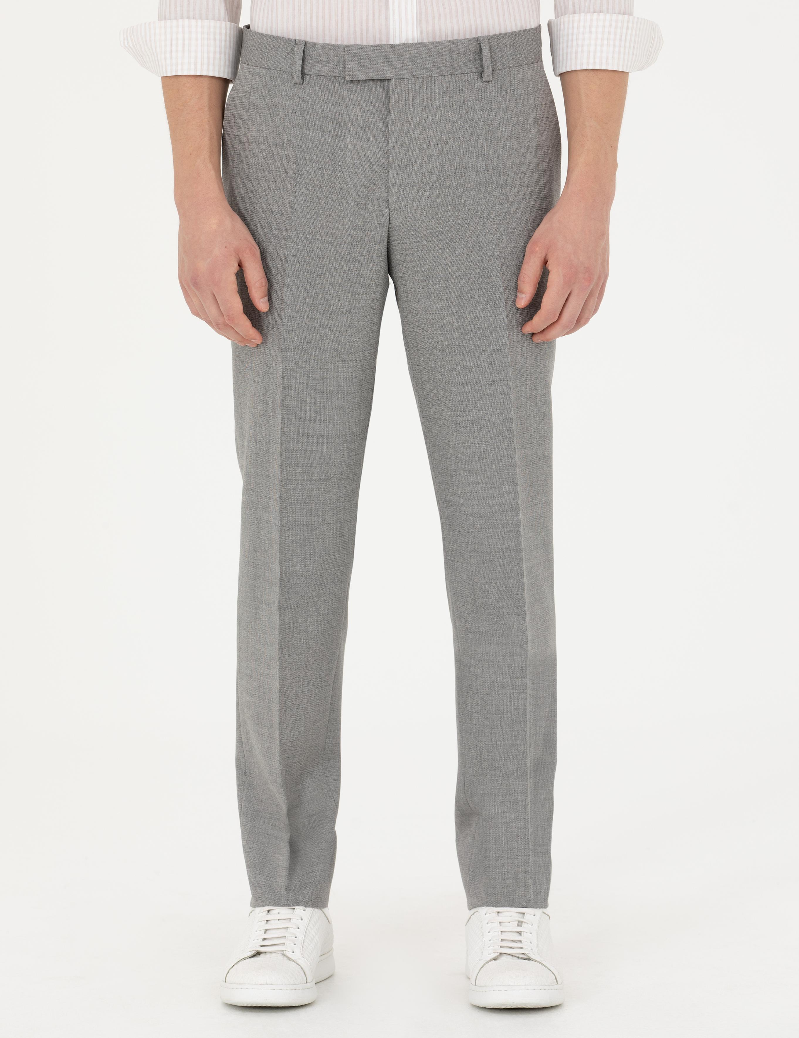 Gri Slim Fit %100 Yün Kumaş Pantolon - 50270148002