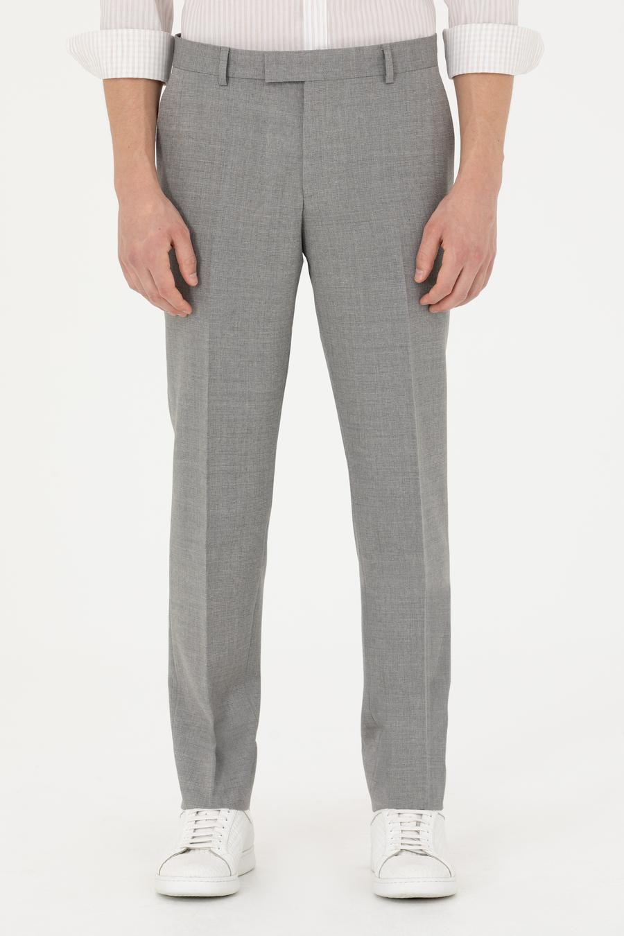 Gri Slim Fit %100 Yün Kumaş Pantolon - 50270148002