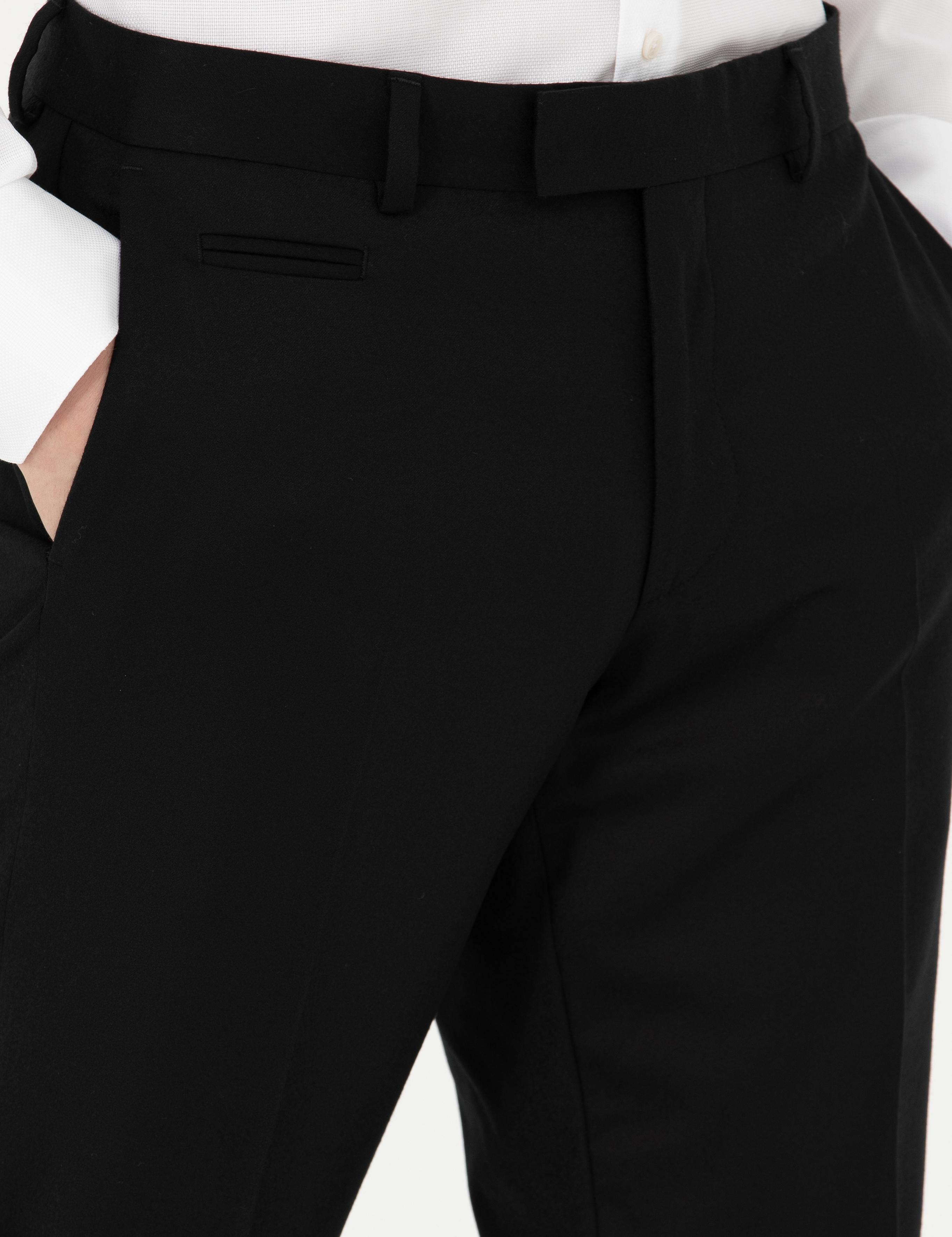 Siyah Slim Fit Yün Karışımlı Kumaş Pantolon - 50270151003