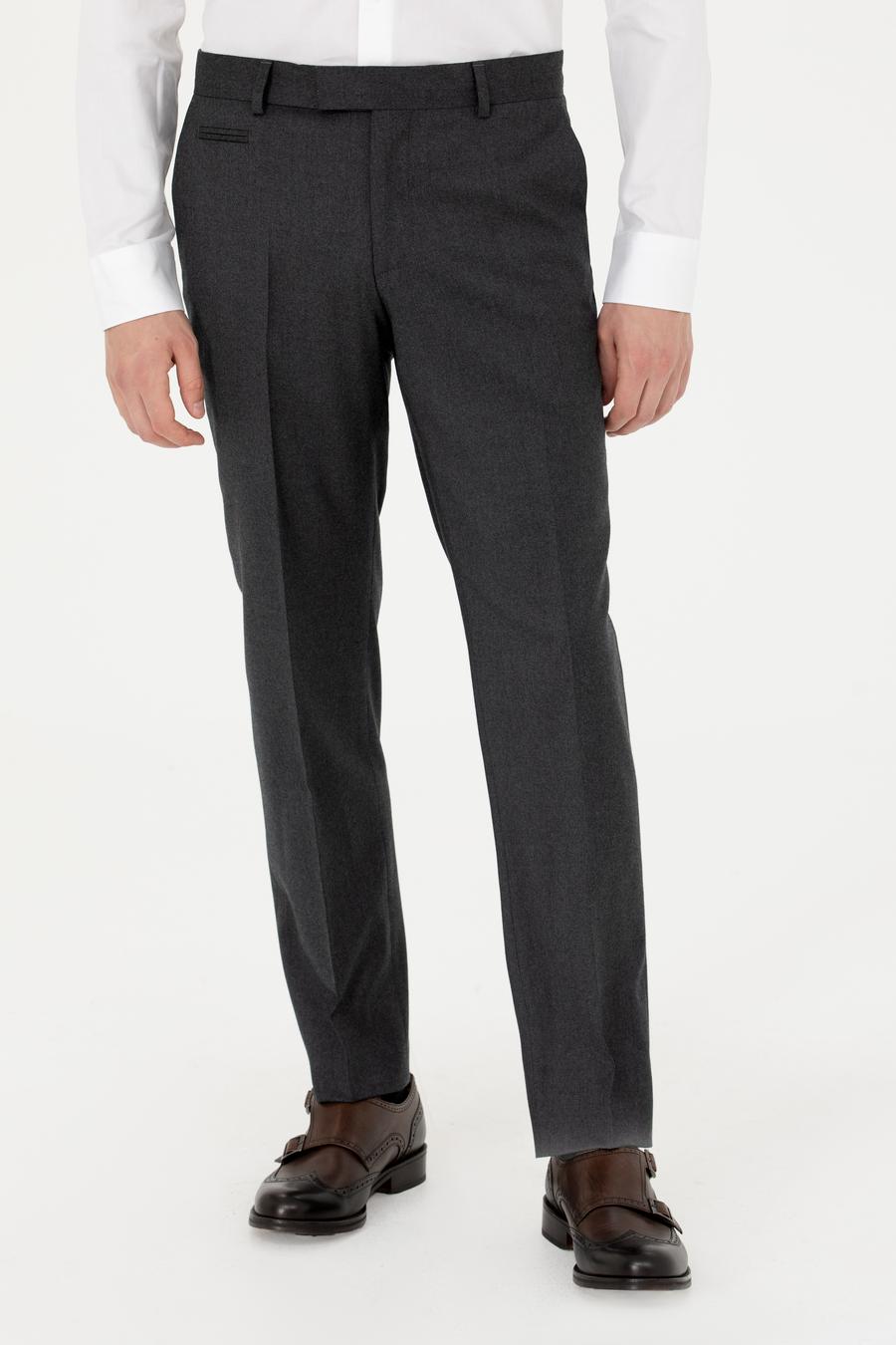 Antrasit Slim Fit Yün Karışımlı Kumaş Pantolon - 50270151018