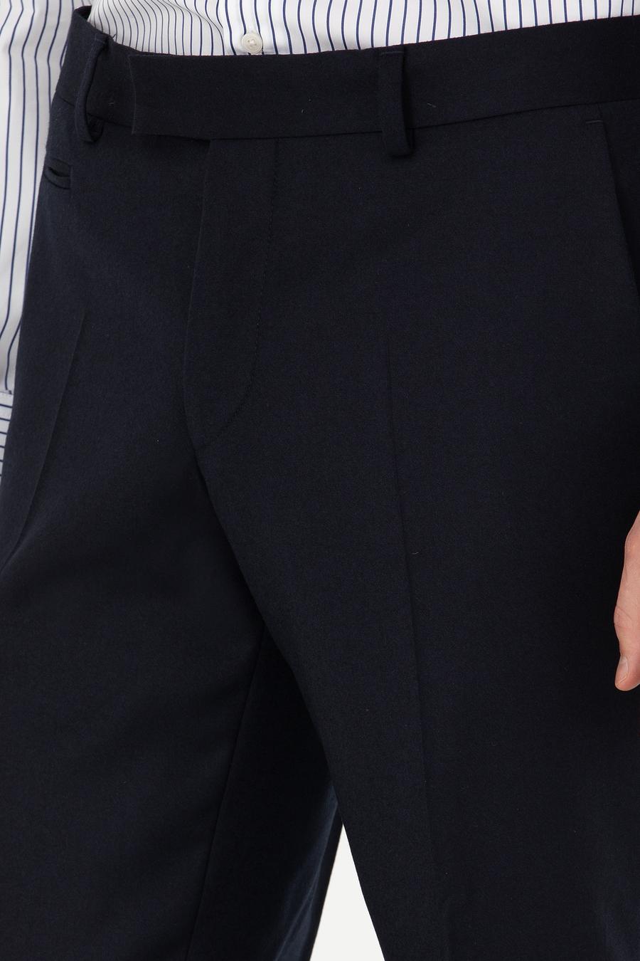 Koyu Lacivert Slim Fit Yün Karışımlı Kumaş Pantolon - 50270151064
