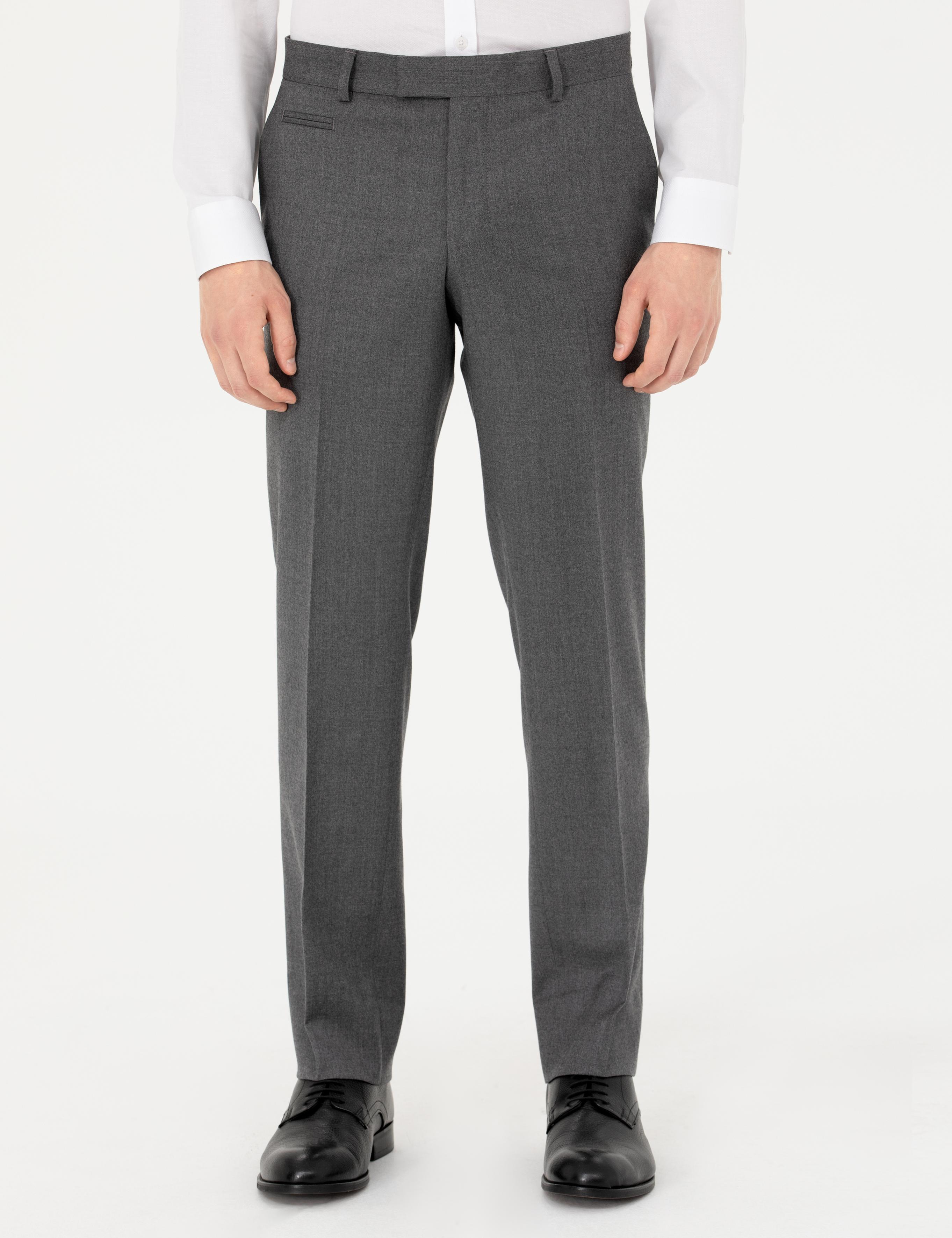 Gri Slim Fit Yün Karışımlı Kumaş Pantolon - 50270151085