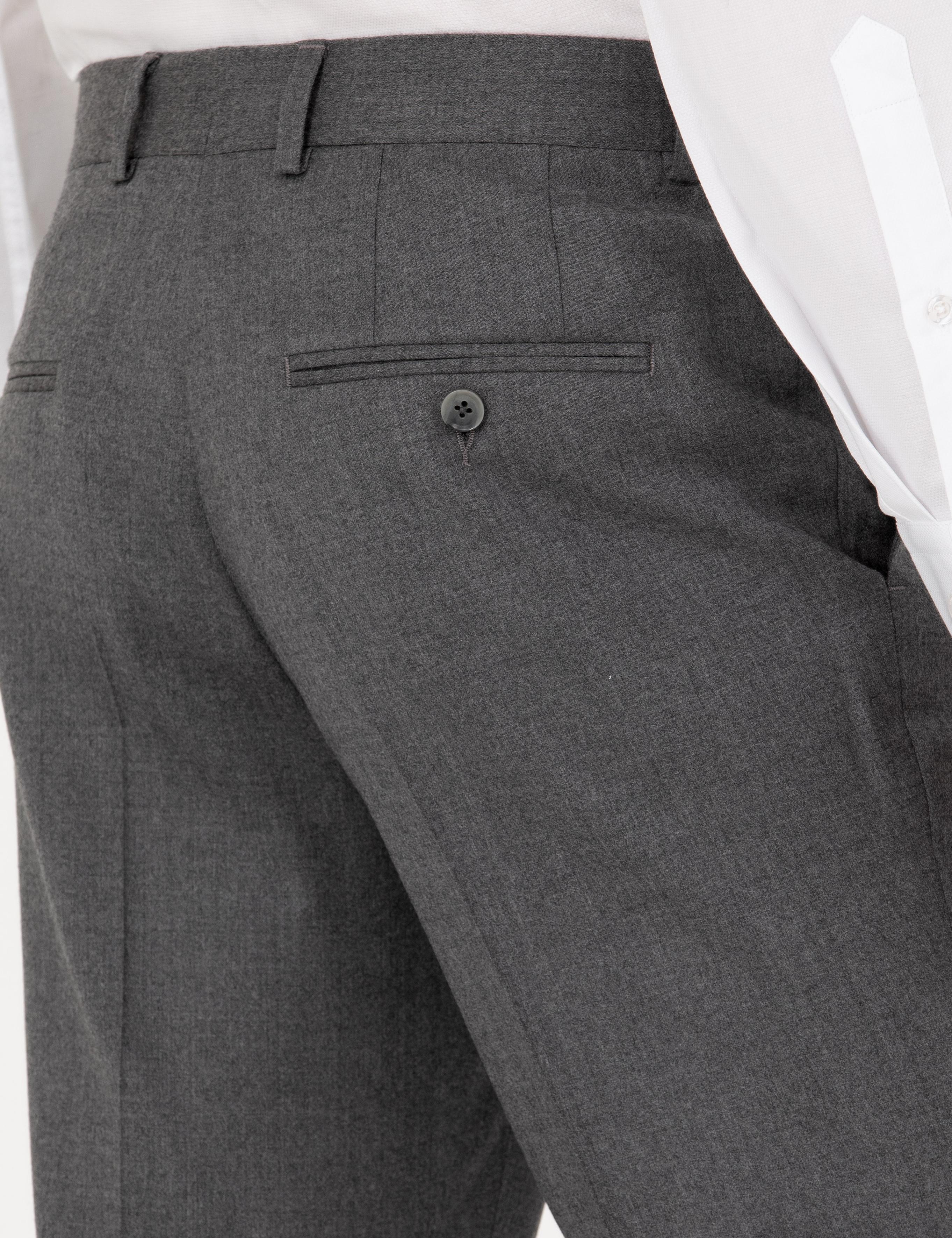 Gri Slim Fit Yün Karışımlı Kumaş Pantolon - 50270151085