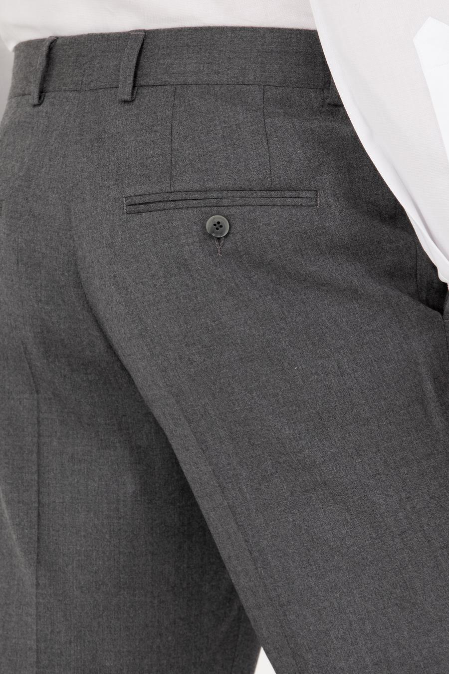 Gri Slim Fit Yün Karışımlı Kumaş Pantolon - 50270151085