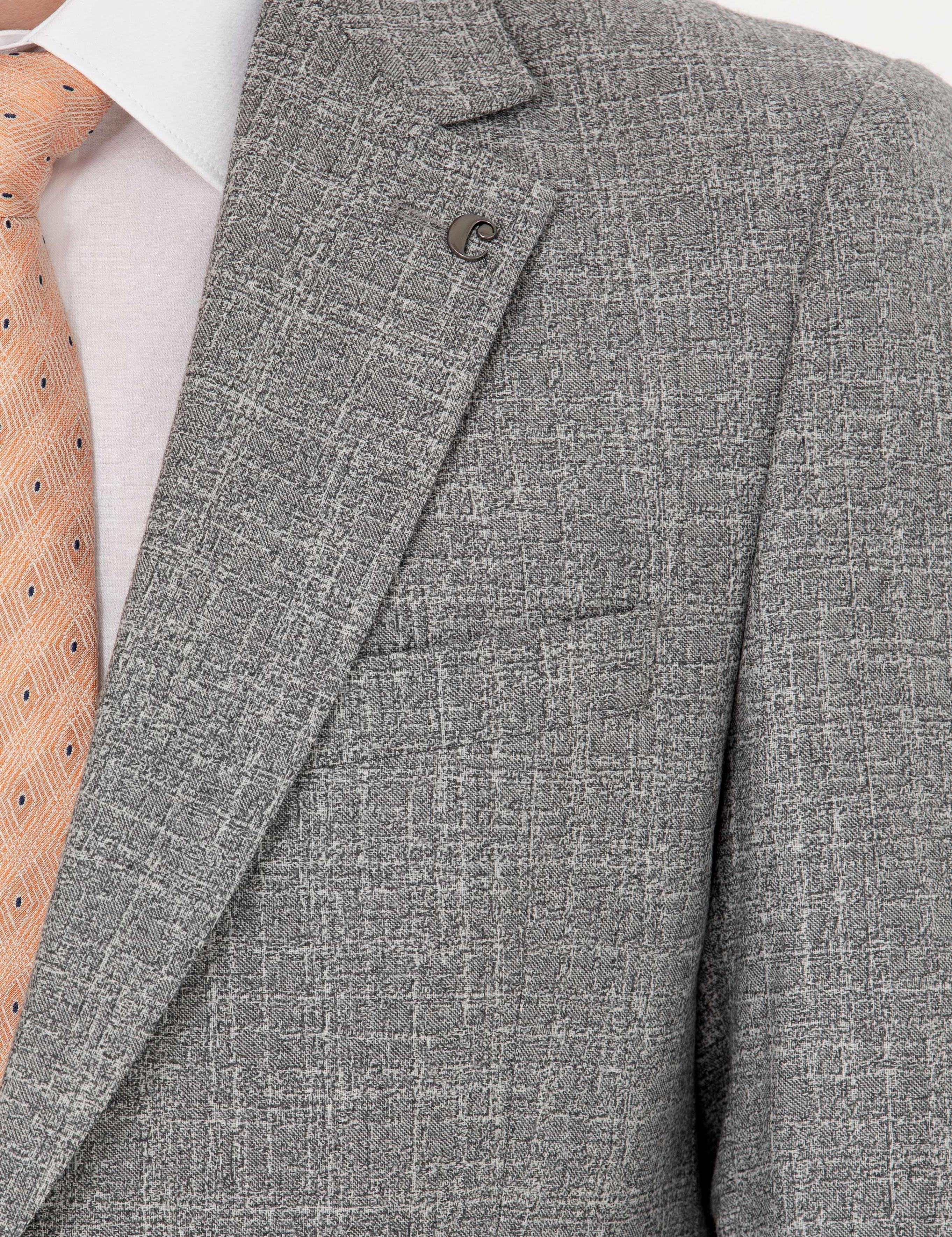 Gri Slim Fit %100 Yün Mikro Desenli Takım Elbise - 50272638011