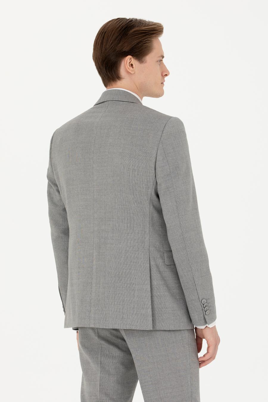 Gri Slim Fit Yün Klasik Ceket - 50270132002