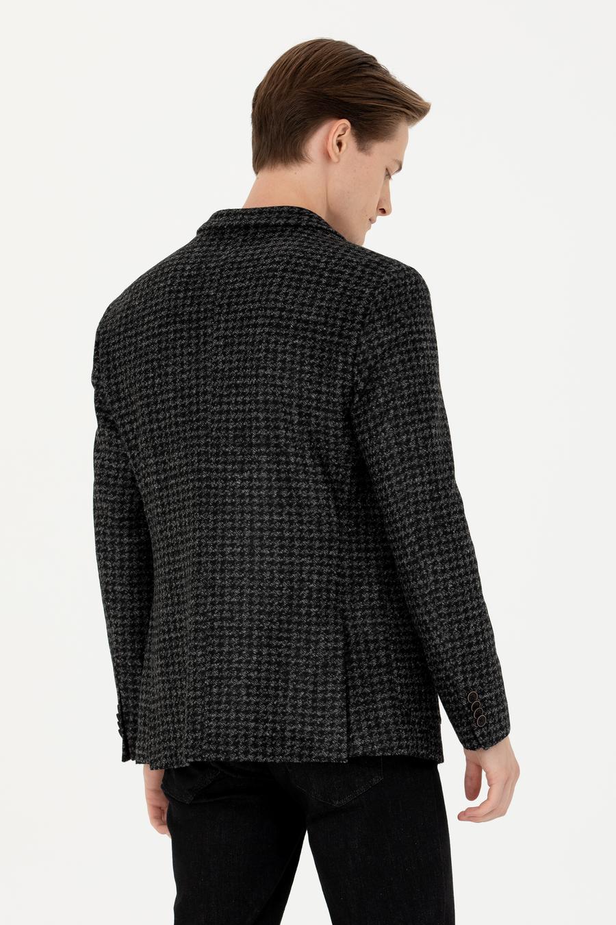 Antrasit Slim Fit Yün Karışımlı Spor Ceket - 50272721008