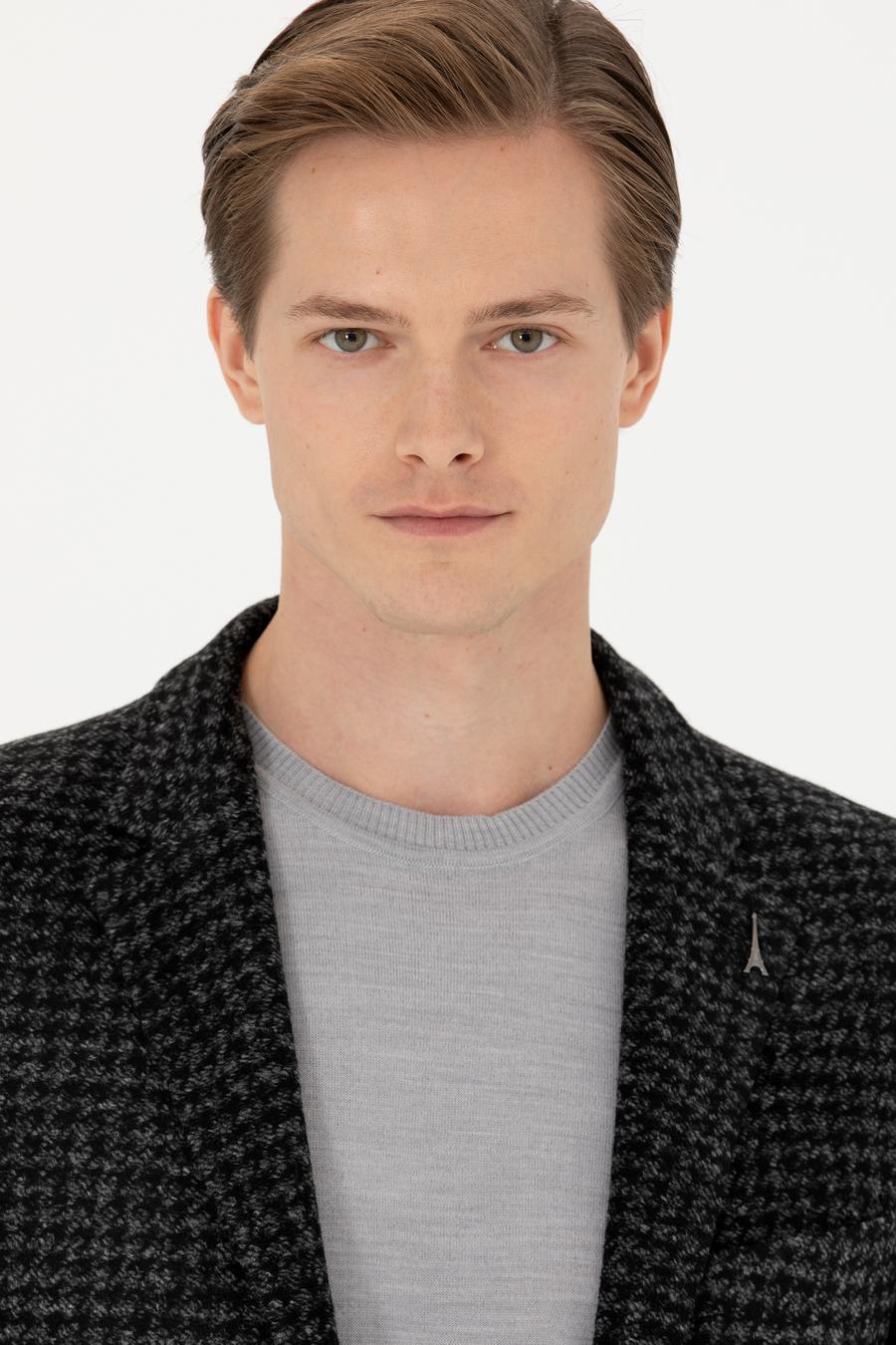 Antrasit Slim Fit Yün Karışımlı Spor Ceket - 50272721008
