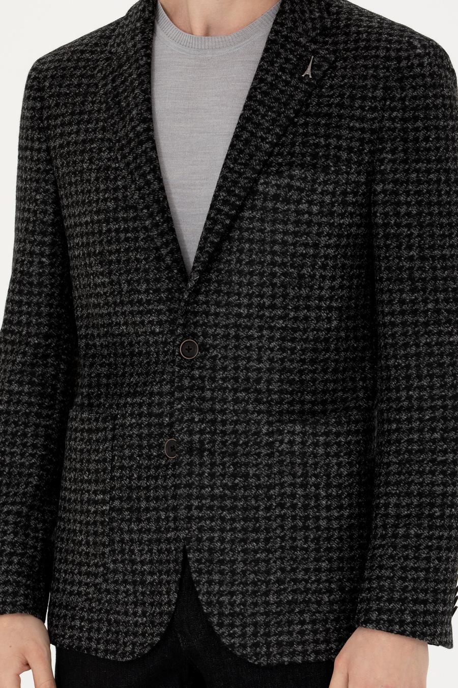Antrasit Slim Fit Yün Karışımlı Spor Ceket - 50272721008