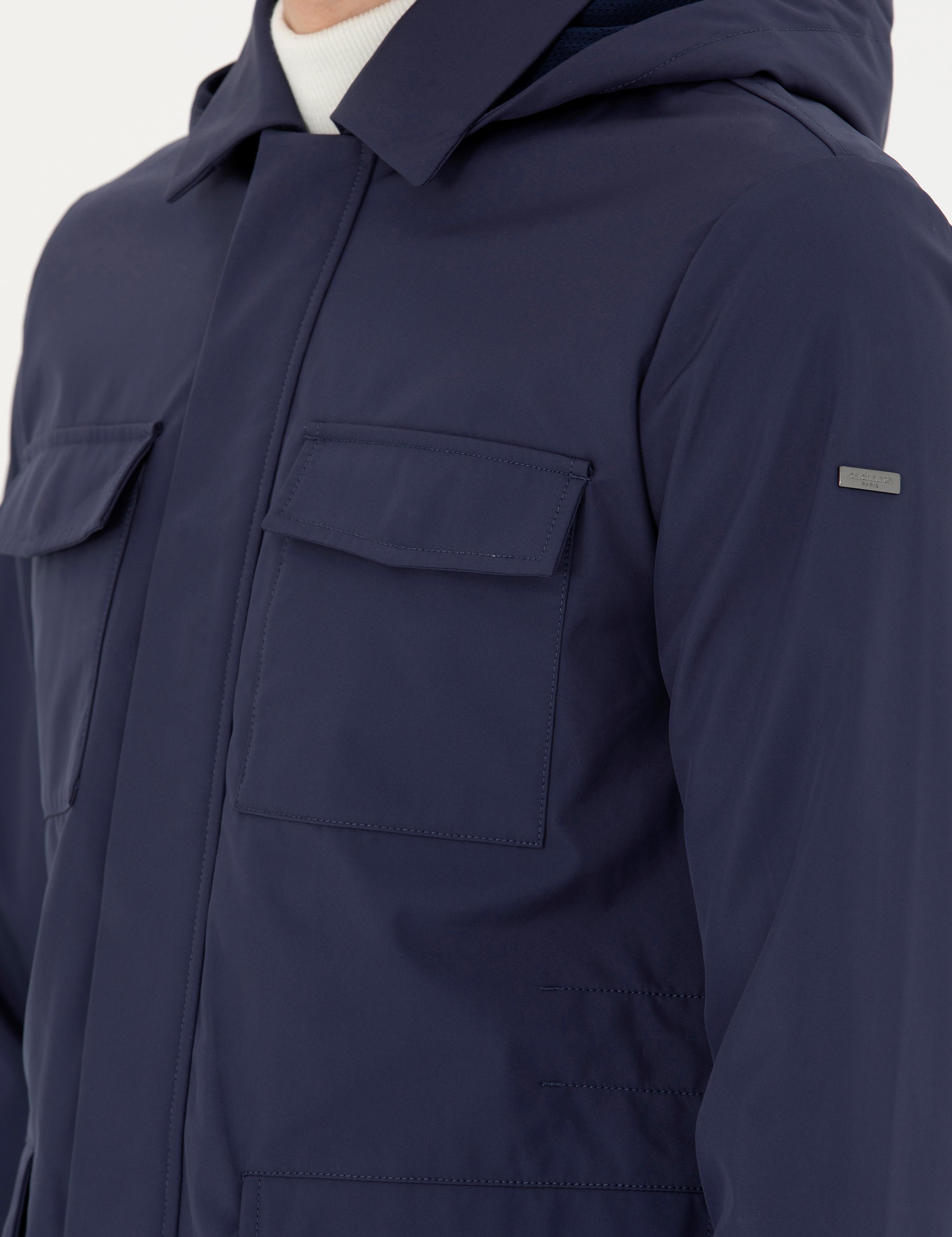 Lacivert Çıkartılabilir Kapüşonlu Mont - 50273892006