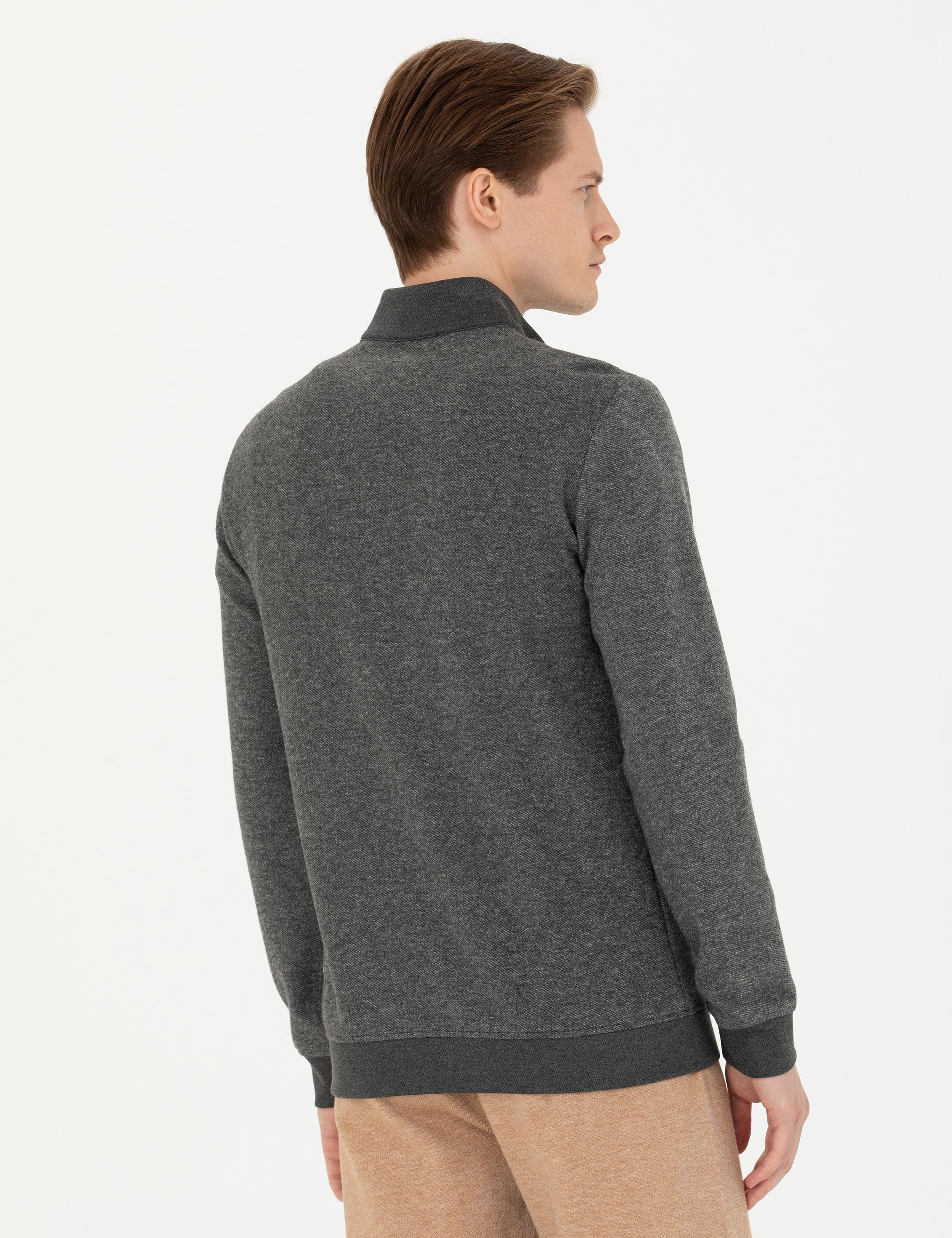 Antrasit Yarım Fermuarlı Sweatshirt - 50275568017