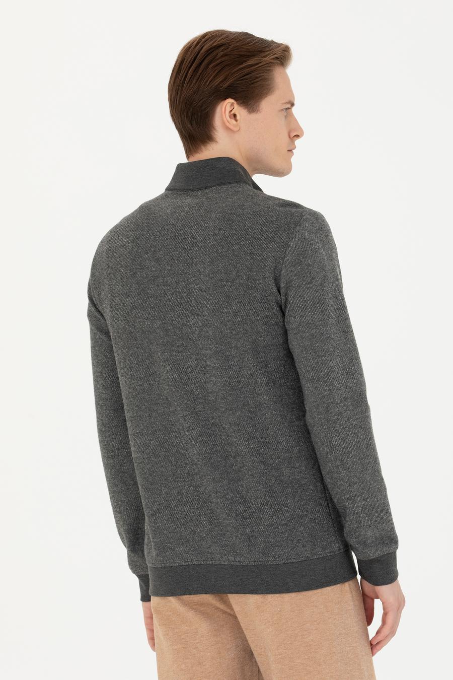 Antrasit Yarım Fermuarlı Sweatshirt - 50275568017