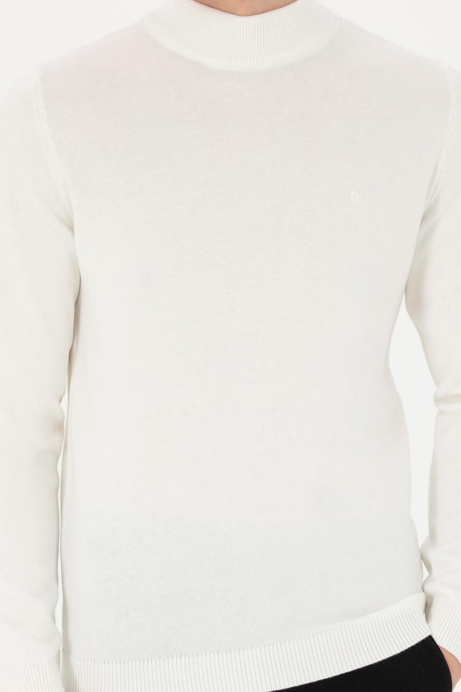 Ekru Slim Fit Yarım Balıkçı Basic Triko Kazak - 50270170057