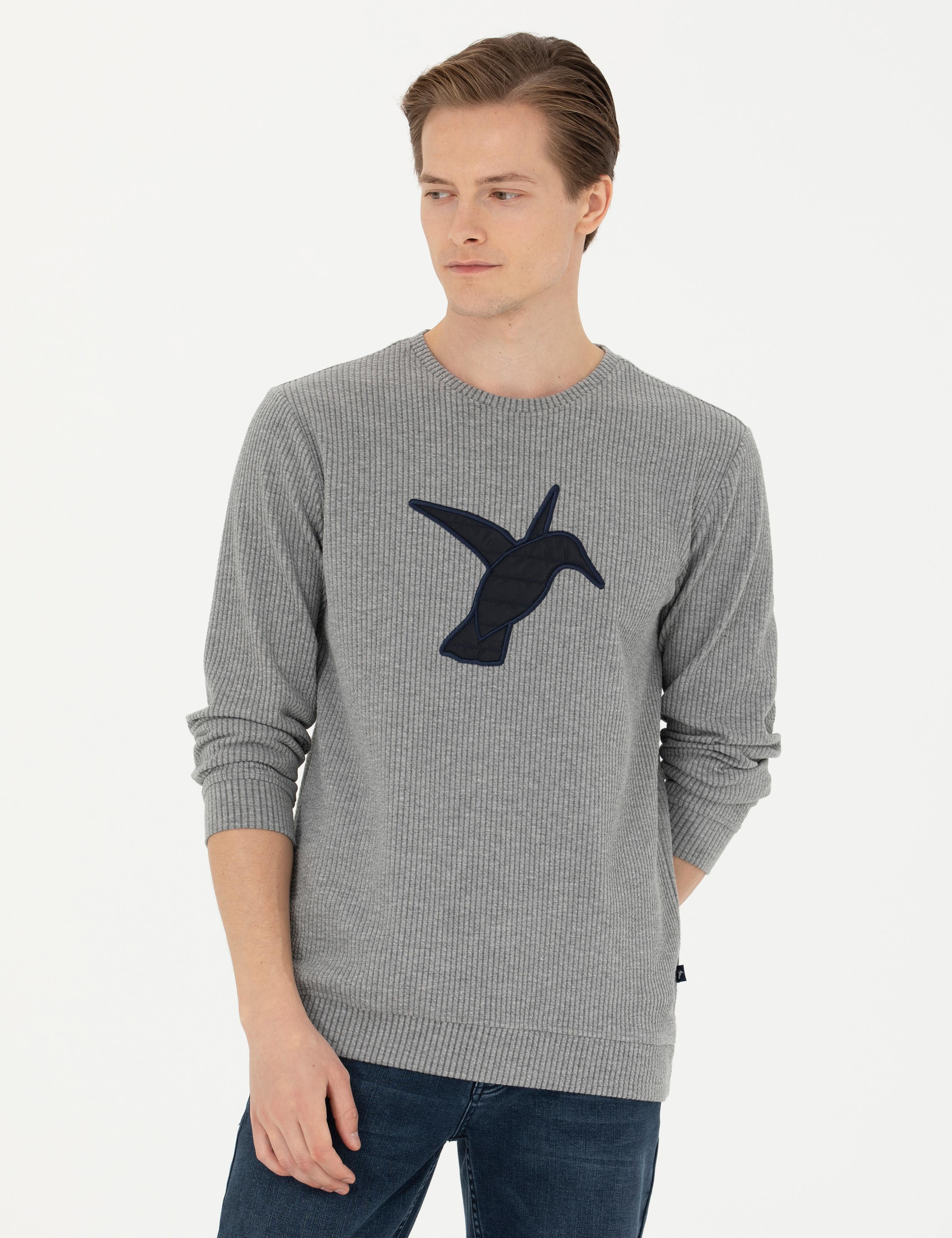 Gri Melanj Bisiklet Yaka Sweatshirt - 50275562005