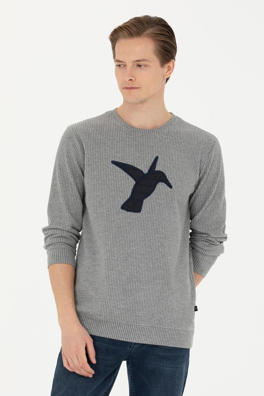 Gri Melanj Bisiklet Yaka Sweatshirt - 50275562005