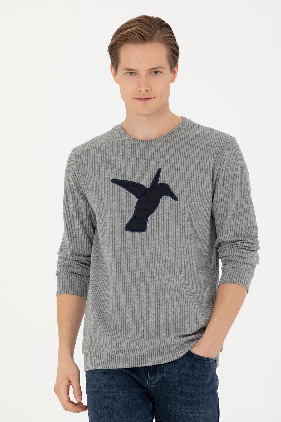 Gri Melanj Bisiklet Yaka Sweatshirt - 50275562005