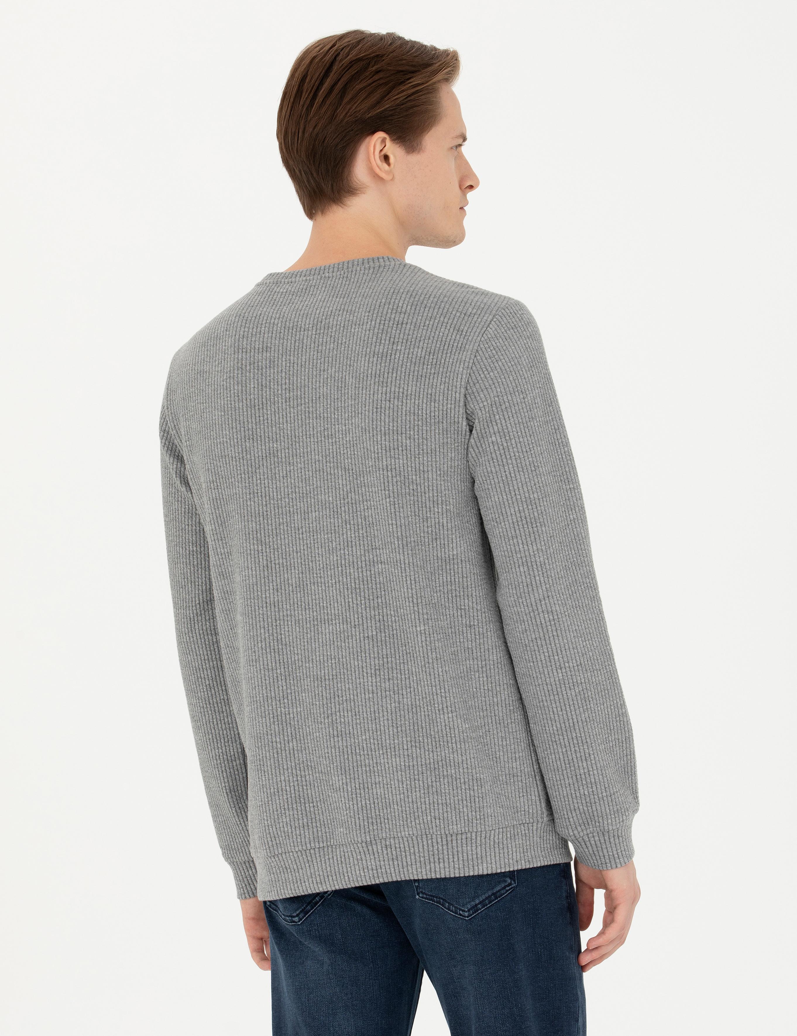 Gri Melanj Bisiklet Yaka Sweatshirt - 50275562005